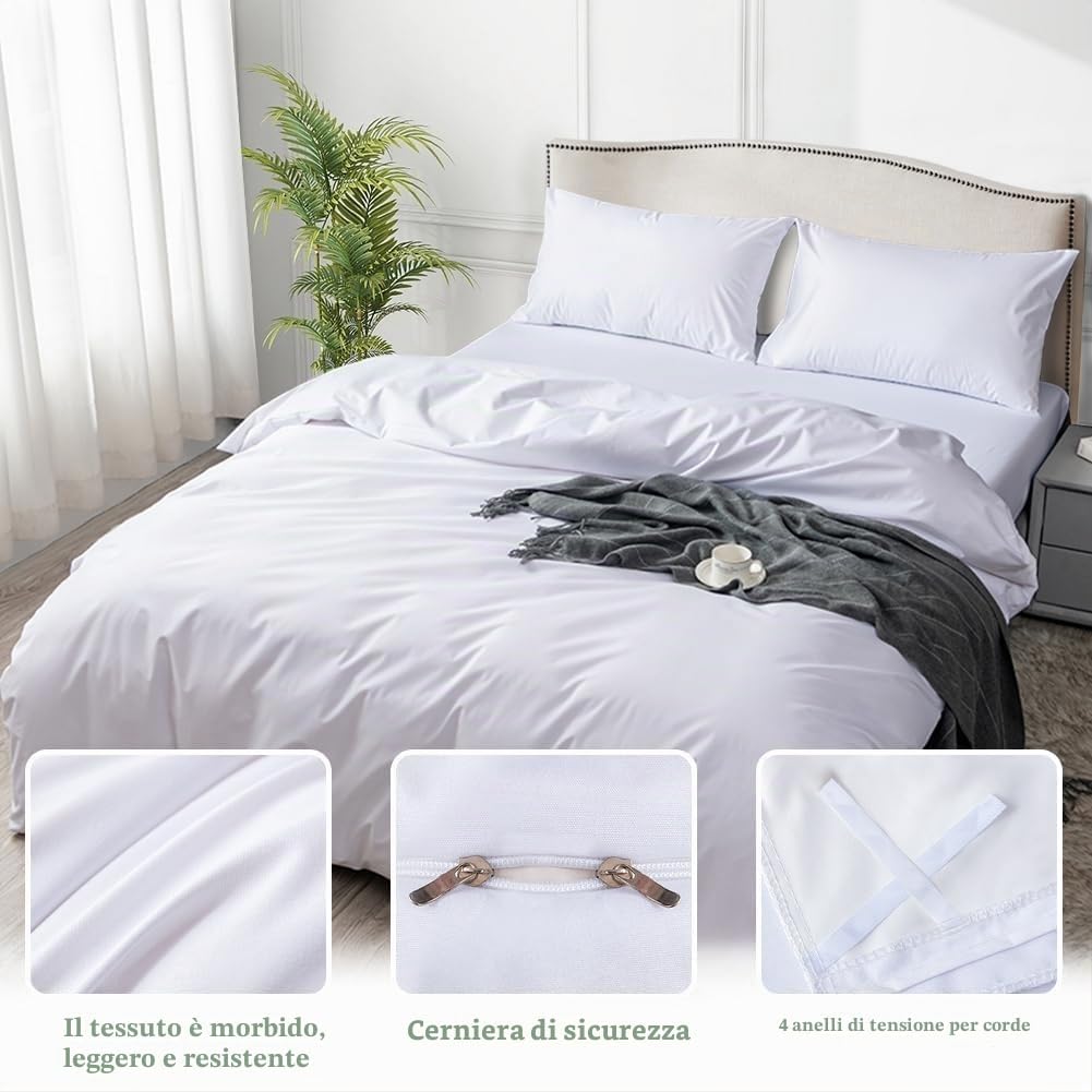 Detalle 2 de DUJUIKE Copripiumino impermeabile anti-incontinenza 155 x 220 cm, bianco