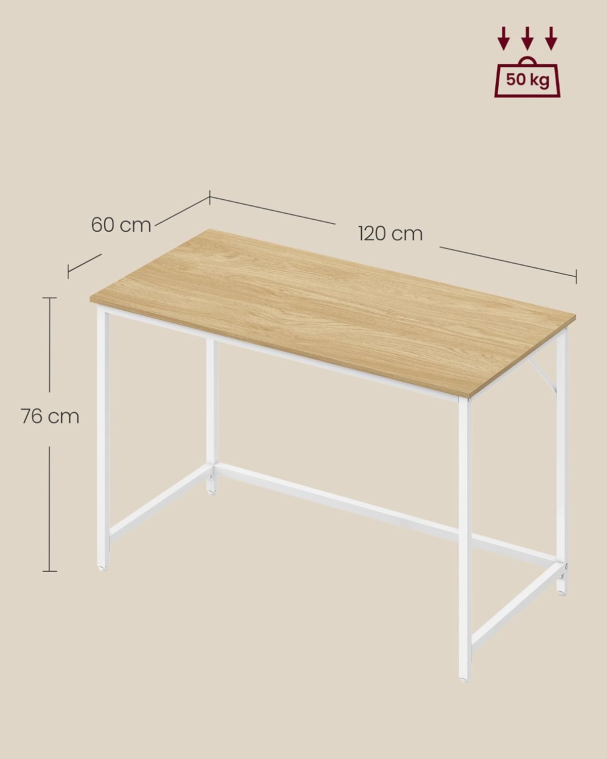 Thumbnail 5 de VASAGLE LWD039W70V1 Schreibtisch 120×60×76 cm