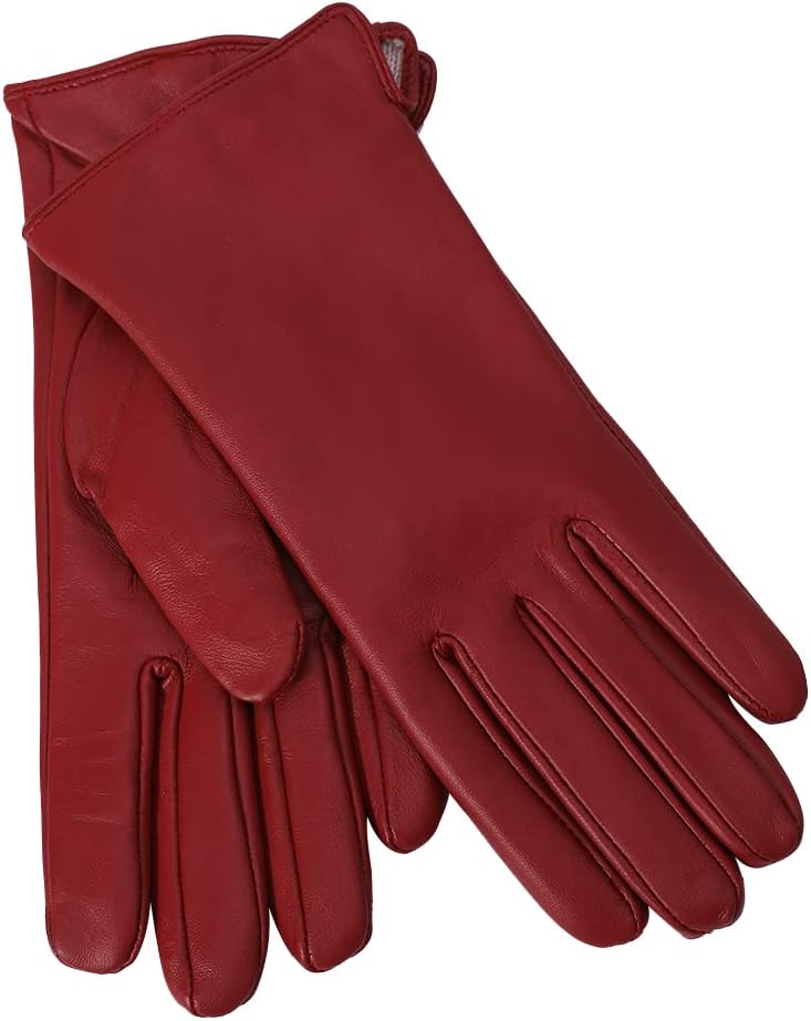 Detalle 2 de MGGMOKAY Damen Lederhandschuhe Kaschmir gefüttert – Weiches Schafsleder mit Touchscreen-Funktion