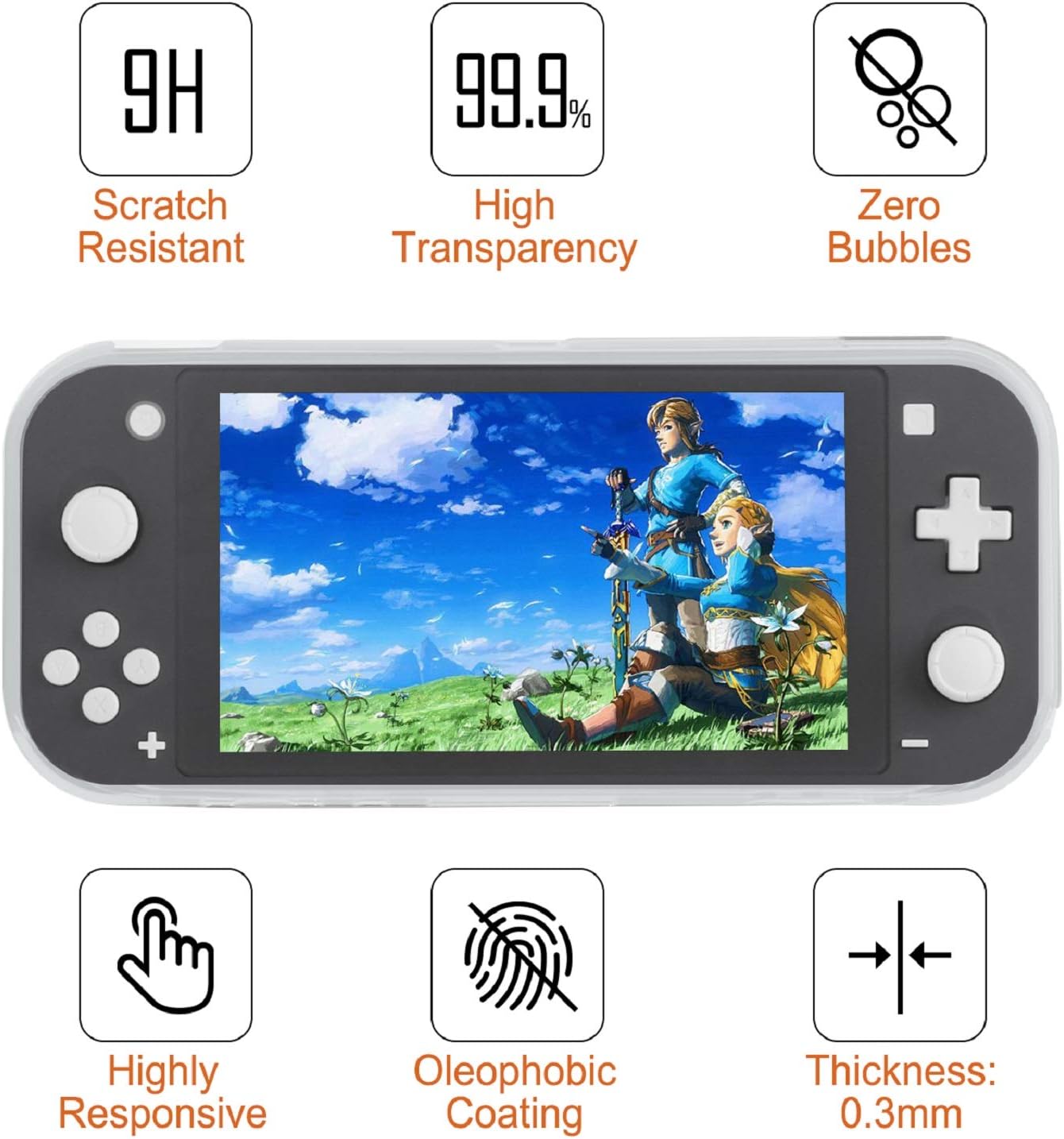 Detalle 2 de REDTRON Protective Case for Nintendo Switch Lite (2019) with TPU Cover, Tempered Glass Screen Protector & Thumb Grip Caps