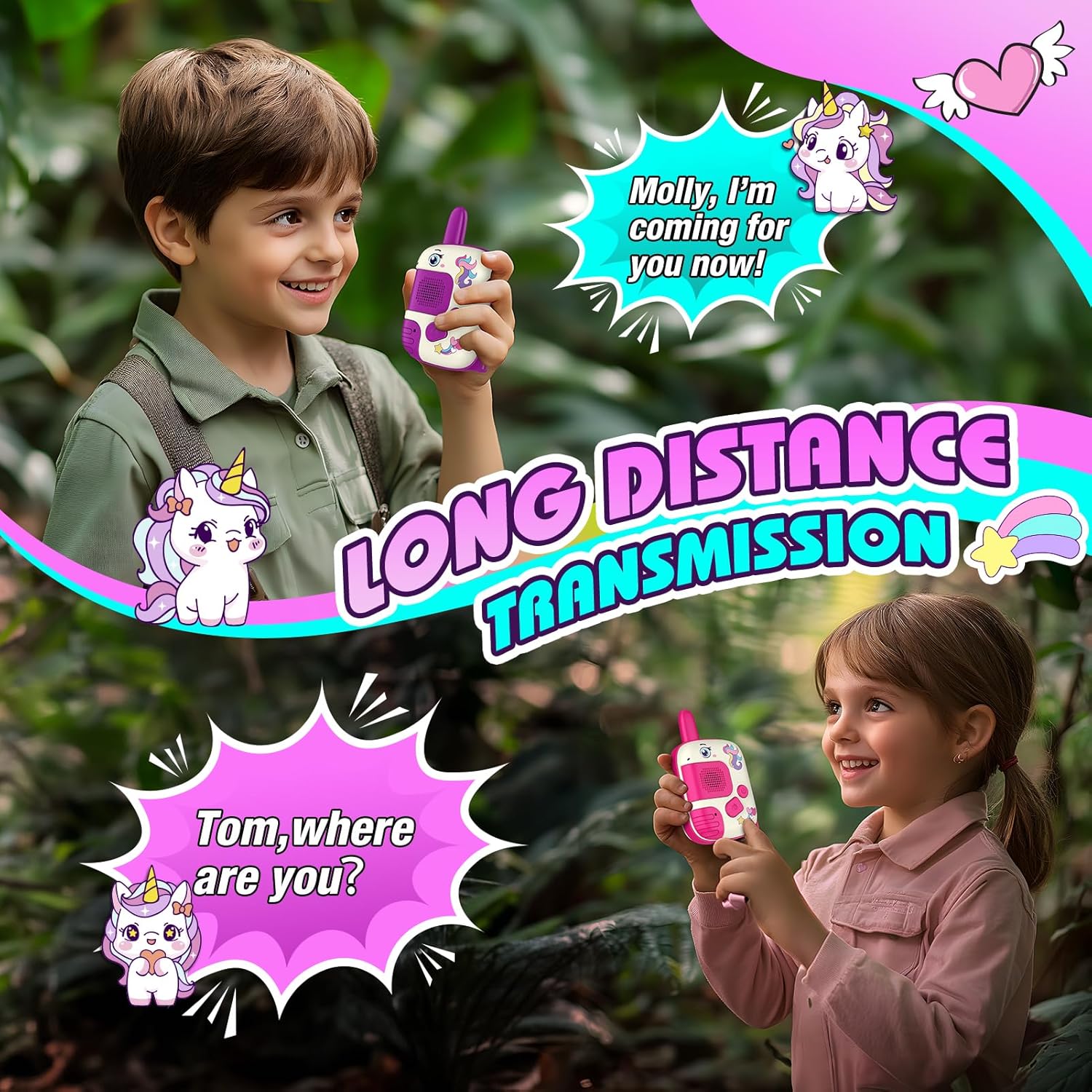 Thumbnail 1 de Wootoyz Walkie Talkies for Kids – Unicorn & Dinosaur Toys for 3–7 Year Old Girls
