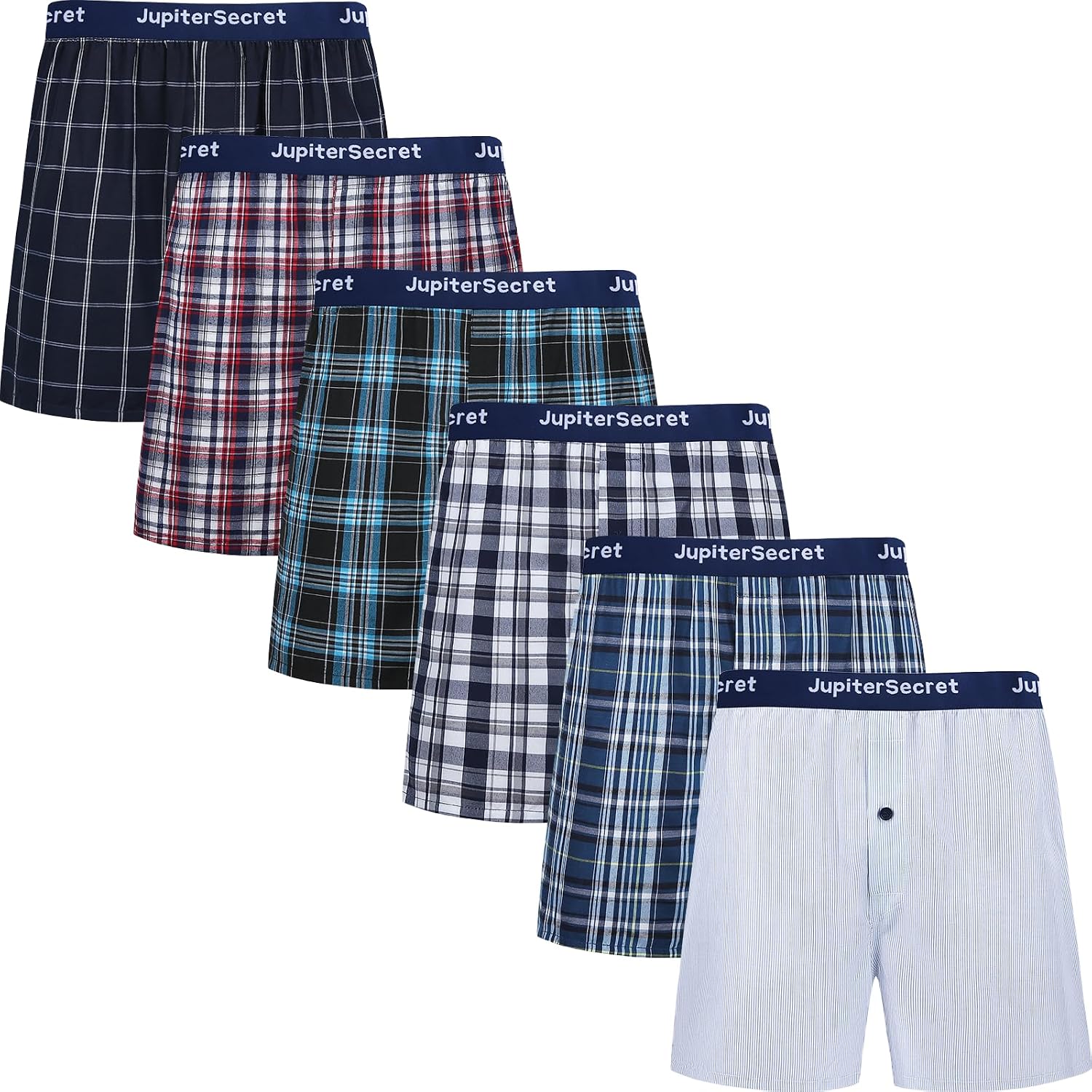 Detalle de JupiterSecret Herren Boxershorts – Baumwolle-Polyester-Mischung, 6er oder 10er Pack (S–6XL)