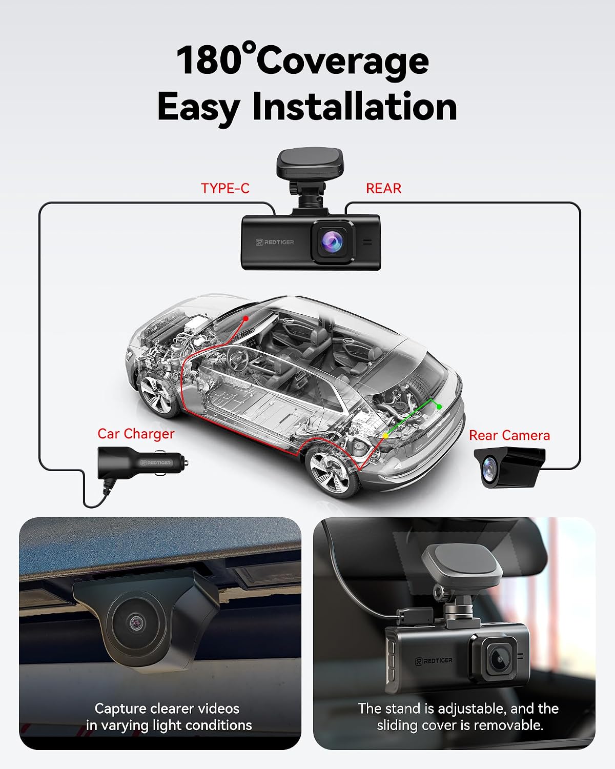 Thumbnail 6 de REDTIGER 4K HDR Dash Cam Front and Rear with STARVIS 2 Sensor and 128G Card