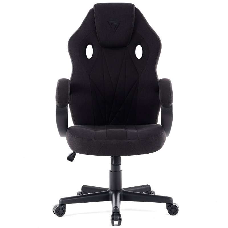 Detalle de SENSE7 Prism: Silla Gaming ergonómica de tela negra para jugar y trabajar