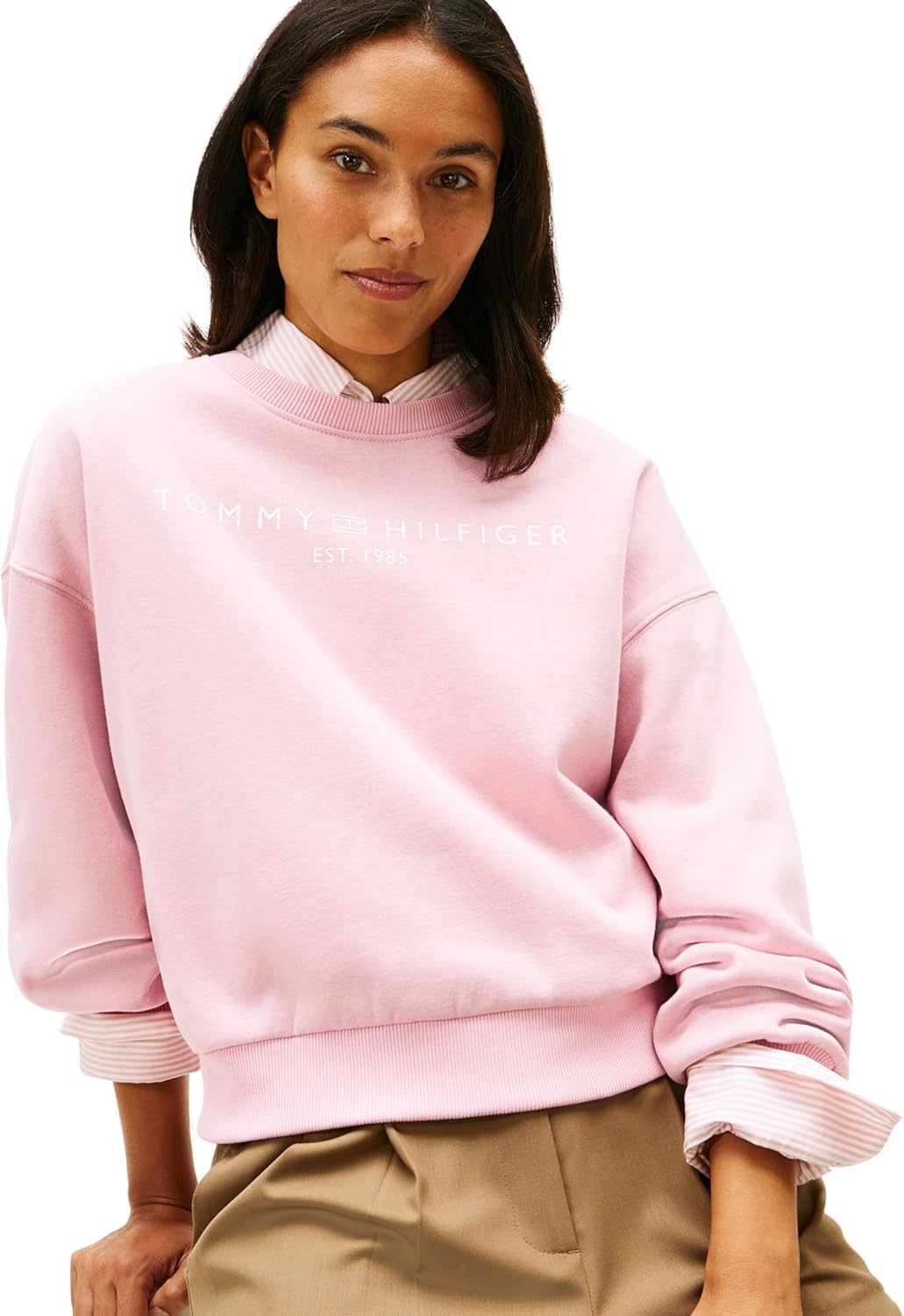 Detalle de Tommy Hilfiger Adaptive Damen Pullover-Sweatshirt mit Corp-Logo (Ww0ww47831)