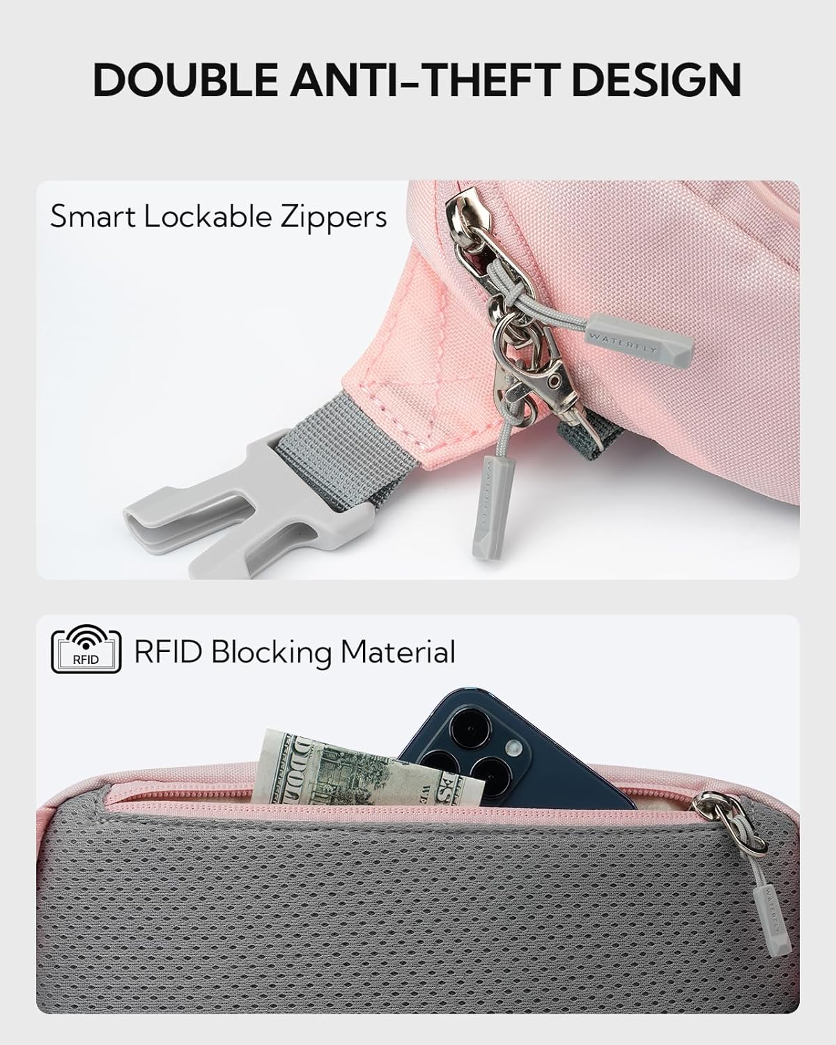Thumbnail 3 de Waterfly Bum Bag Fanny Pack: Slim RFID-Blocking Waist Pack for Travel and Everyday Use