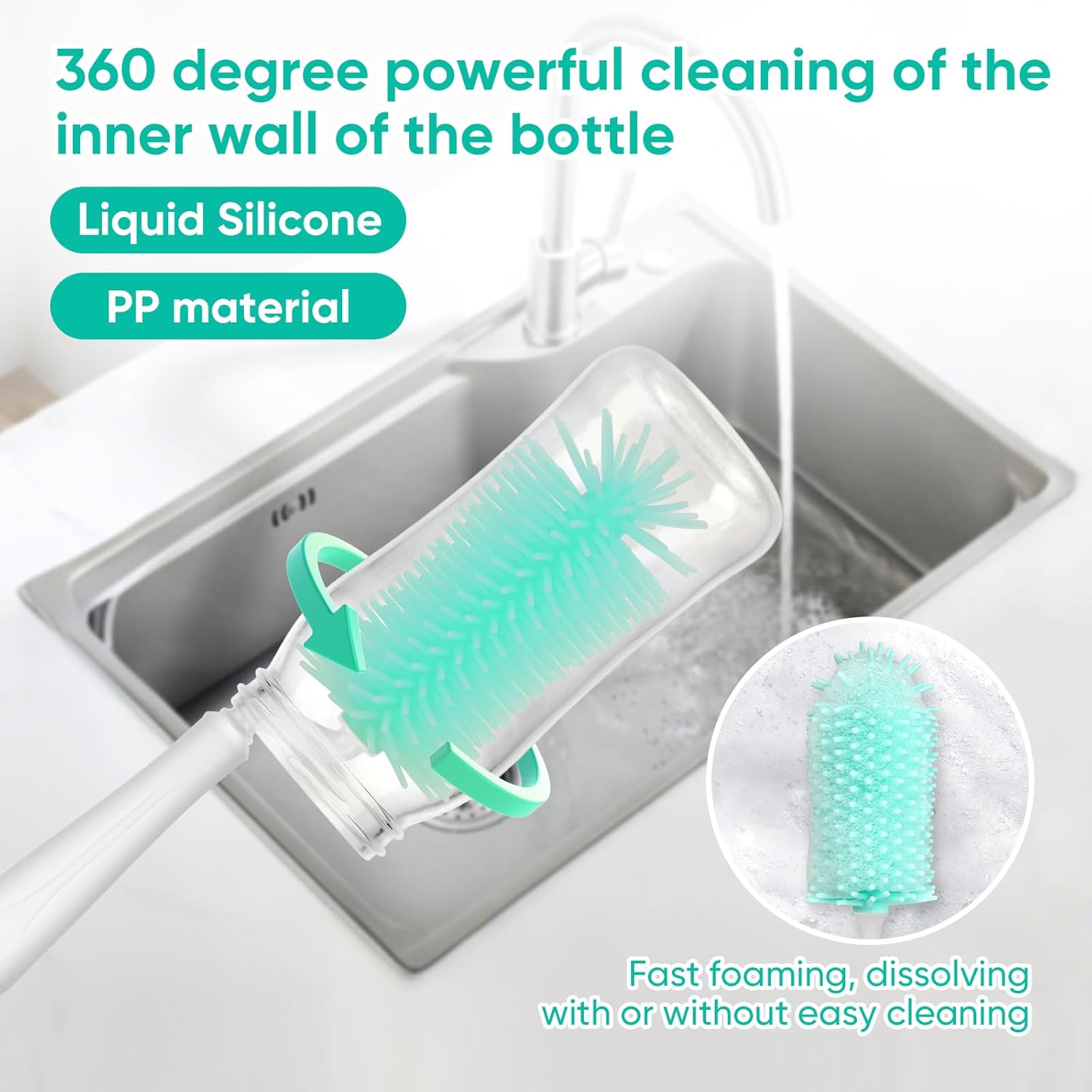 Thumbnail 6 de Maypott 6-in-1 Baby Bottle Brush Set with Silicone Heads for Travel