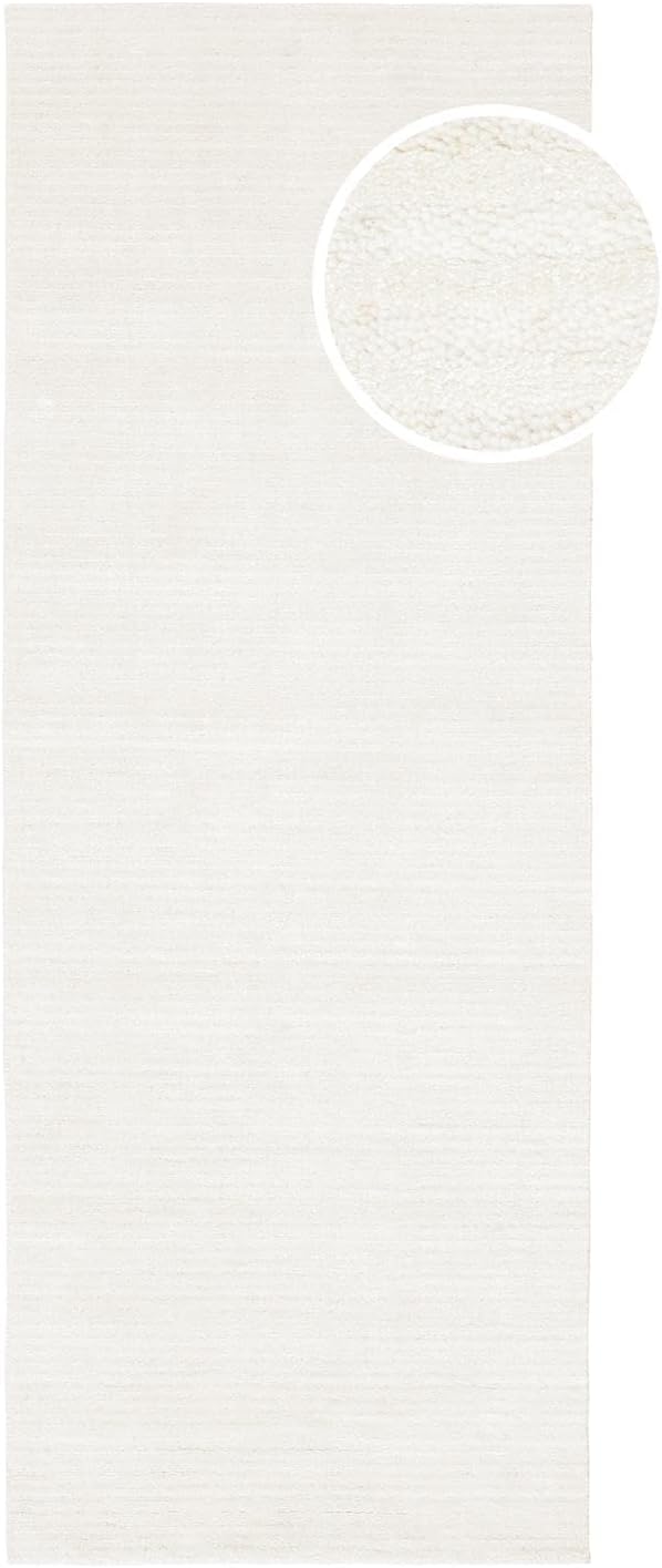 Detalle de RugVista Fine Stripe Modern 120546 wollen loper 80 x 250 cm, wit, middelhoge pool