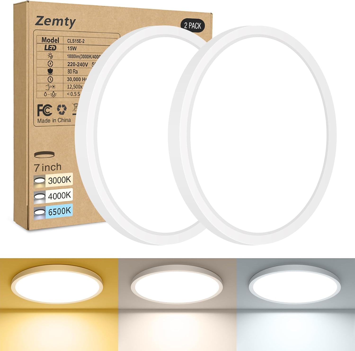 Detalle de Zemty Deckenleuchte 15 W 18 cm LED