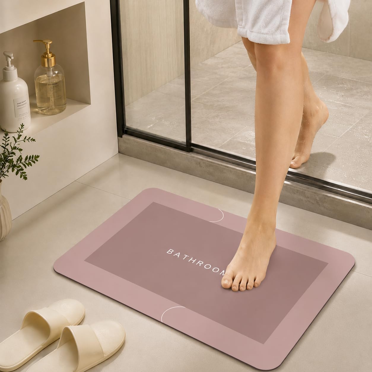 Thumbnail 6 de LICOZYVE Diatomite Bath Mat – 4-Layer Thickened, Non-Slip and Quick-Drying 45 × 70 cm