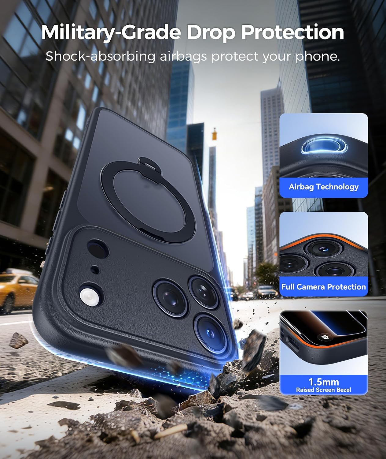 Detalle 2 de FNTCASE iPhone 18 Pro Max/17 Pro Max Case with 360° Magnetic Ring Stand