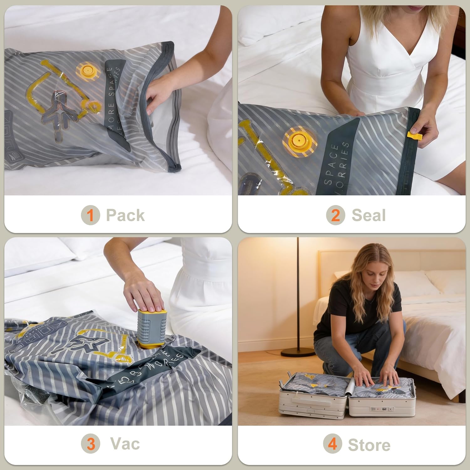 Thumbnail 5 de 15-Pack Vacuum Bags for Travel with Wireless Rechargeable Pump (Carry-on Compression Set)