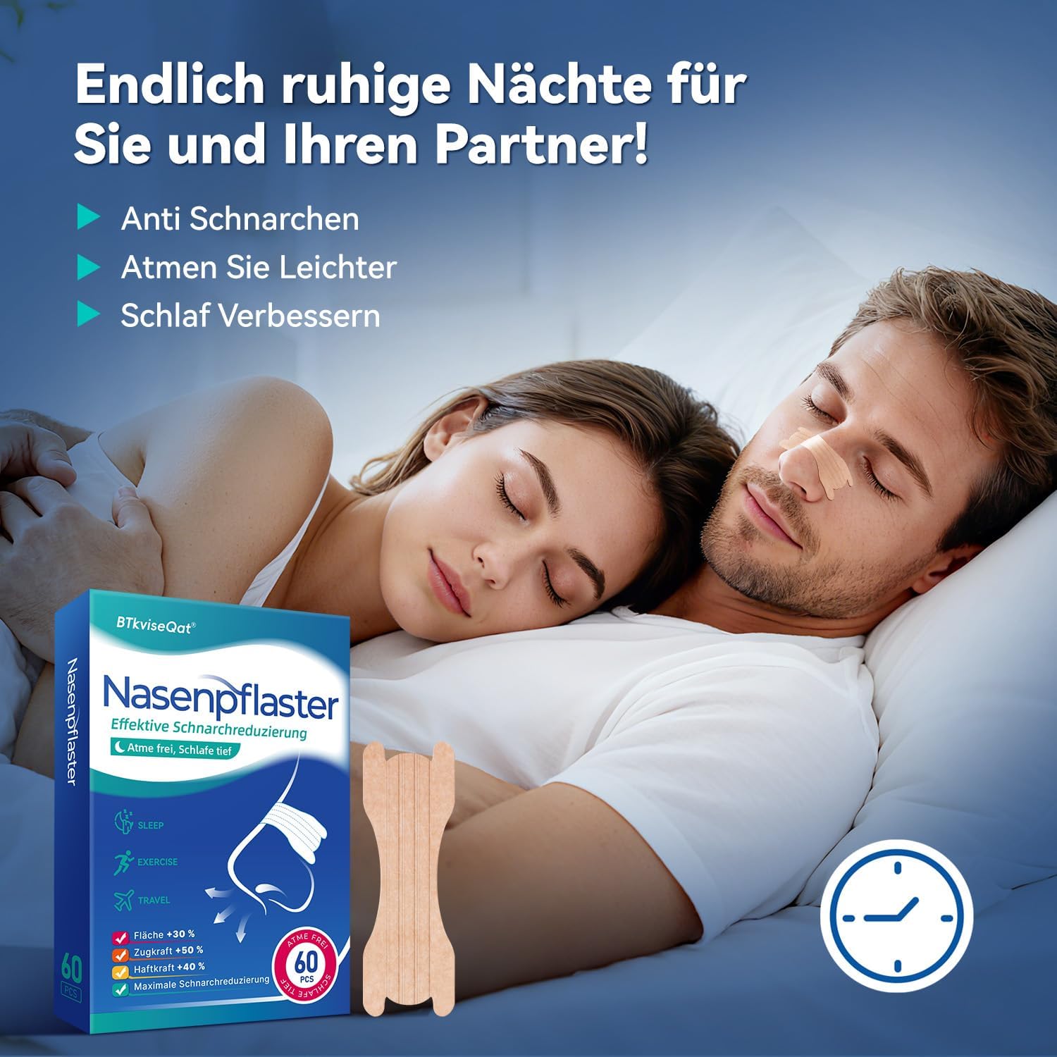 Detalle de Nasenpflaster Schnarchen 60 Stück Nasenstrips