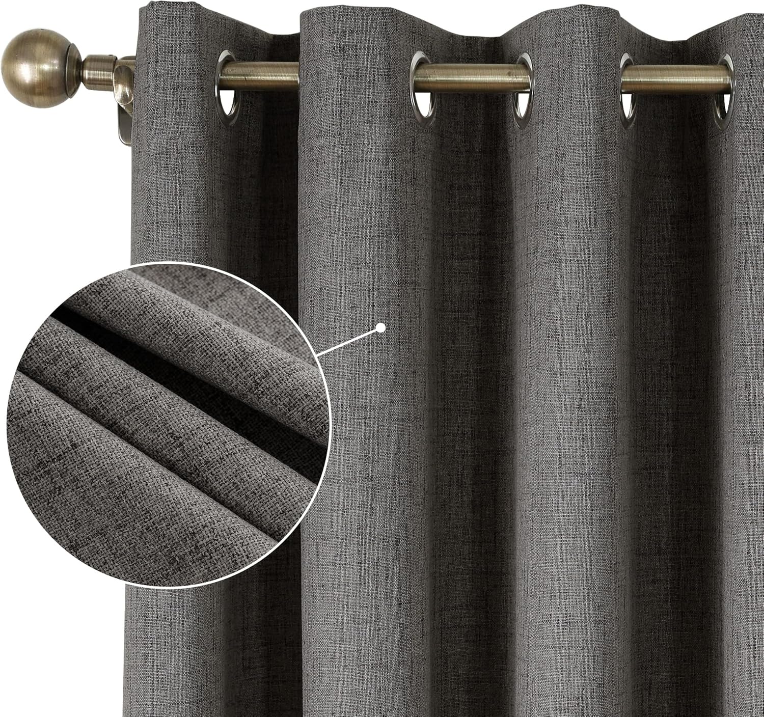 Thumbnail 6 de CUCRAF 100% Blackout Curtains Grey, 2 Panels, 66 x 90 Inch – Energy-Saving, Noise-Reducing, Linen-Look Blackout Drapes