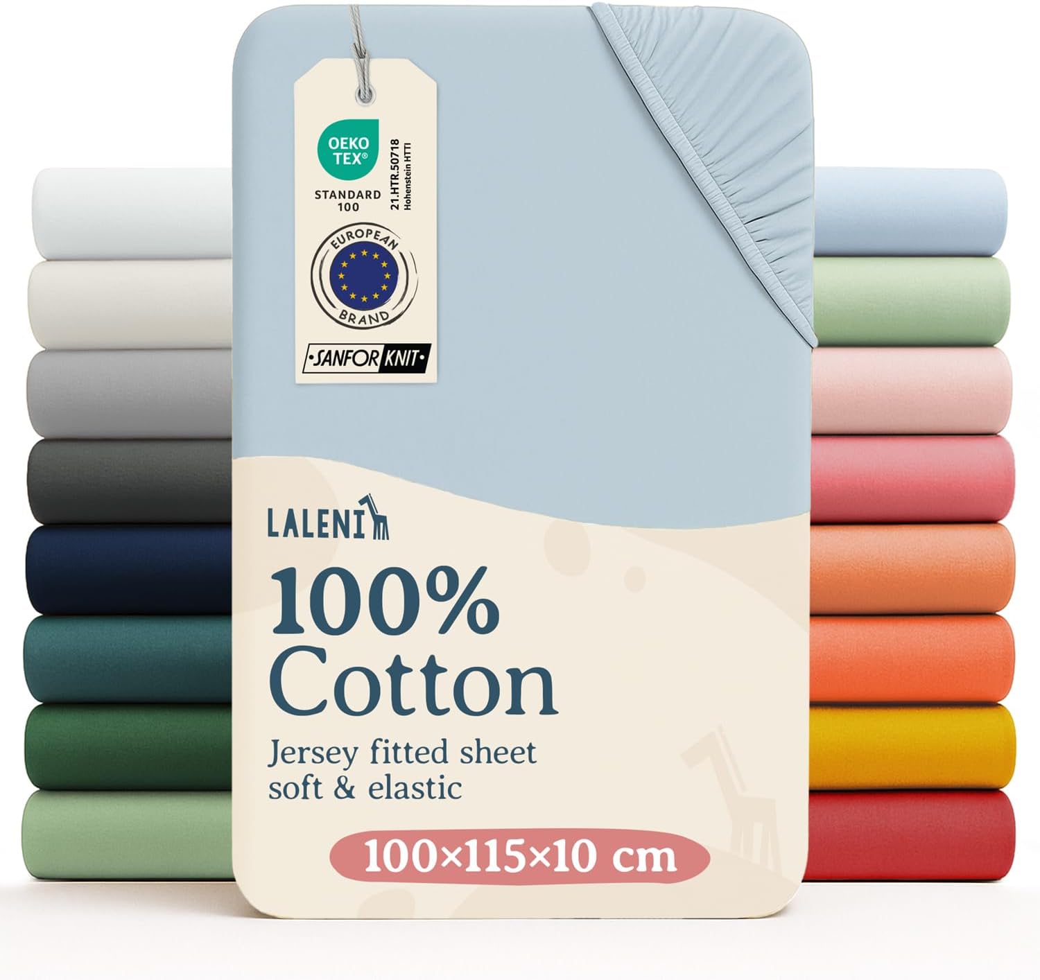 Detalle 2 de Laleni jersey dra-på-lakan för spjälsäng, 100 % bomull, 2-pack, gul
