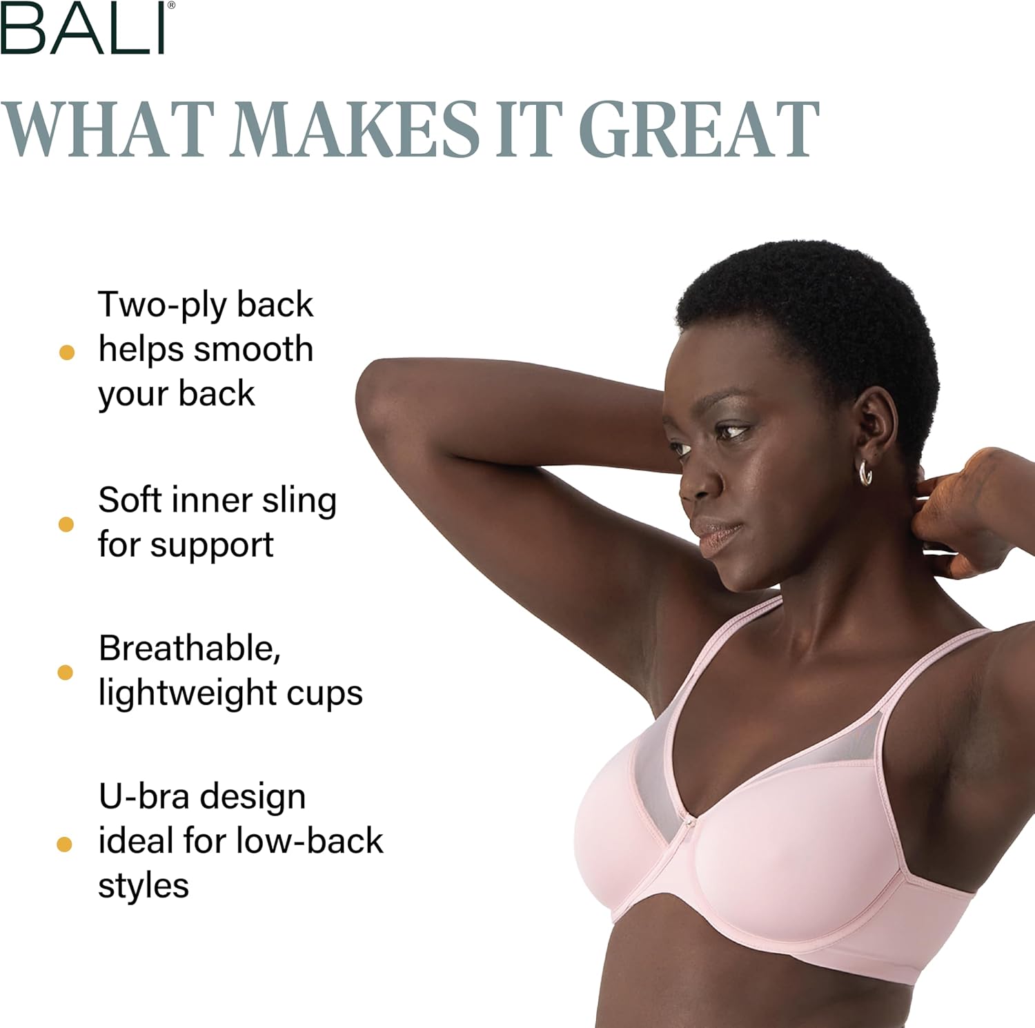 Detalle 2 de Bali One Smooth U Women’s Seamless Underwire Bra with Convertible Straps (Ultra Light)