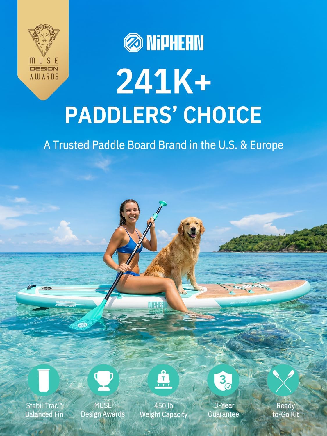 Thumbnail 1 de Niphean 10'6" Inflatable Stand Up Paddle Board with Accessories