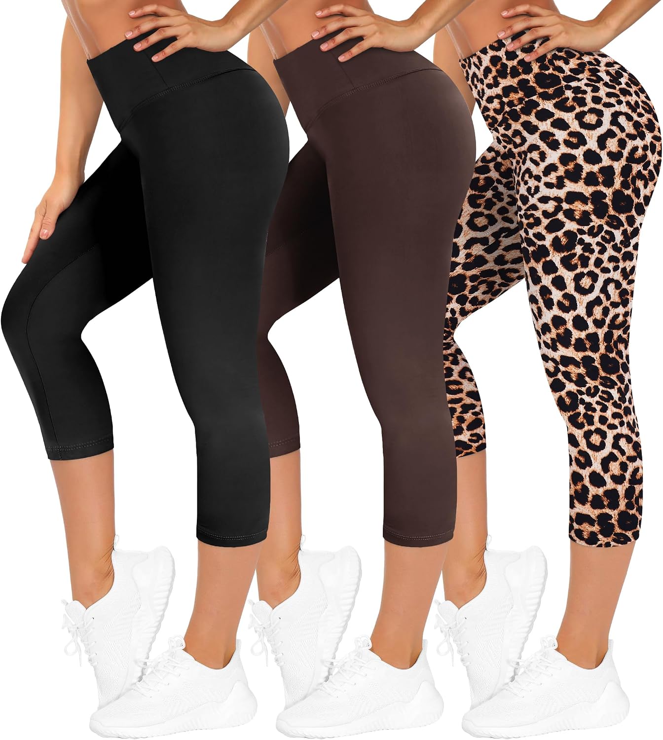 Detalle de TNNZEET 3er Pack Capri Leggings Damen 3/4 High Waist – 7/8 Länge, Blickdicht, 4-Wege-Stretch