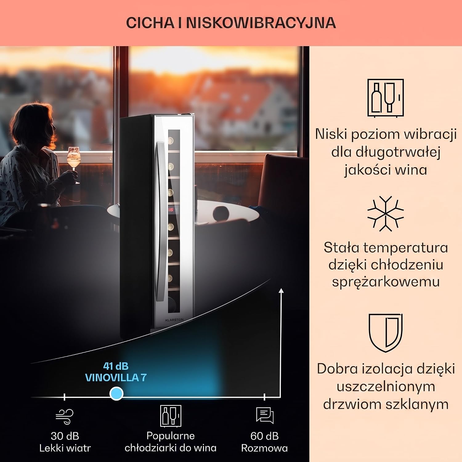 Detalle de Klarstein Vinovilla 7 HEA3-Vinovilla7-Wht vinkyl för inbyggnad, 7 flaskor