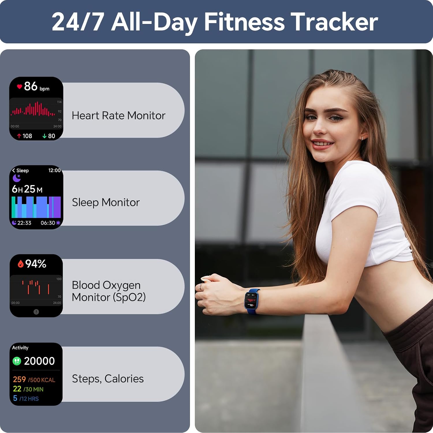 Thumbnail 3 de Aeac Smart Watch for Men & Women: 1.85" Touchscreen, Bluetooth Calling, Alexa, 120+ Sports & 3ATM Waterproof