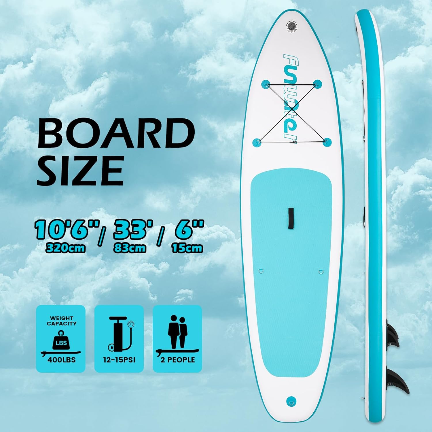 Thumbnail 1 de FunWater 10'6" Inflatable Stand Up Paddle Board (Ultra-Light) with Non-Slip Deck & Paddleboard Accessories