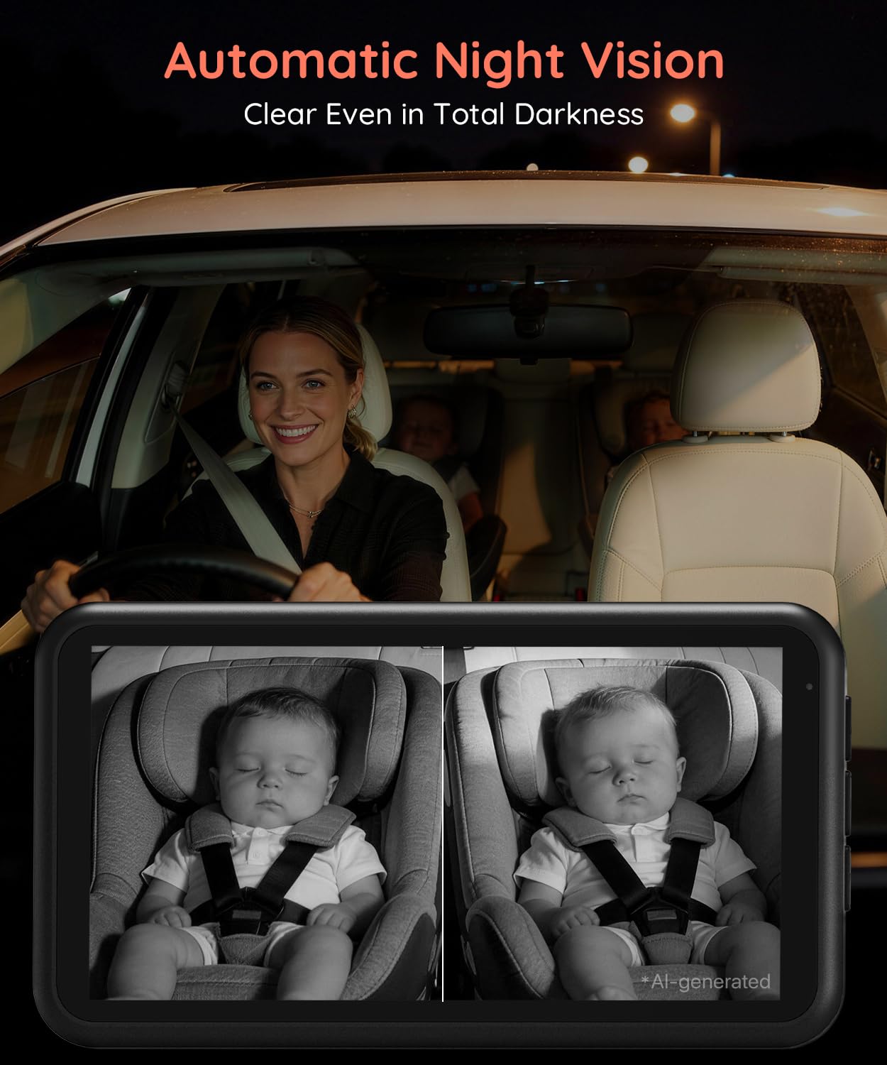 Detalle 2 de LUCKVIEW BM2 PRO Dual Baby Car Camera, 5.2-Inch 1080P Monitor