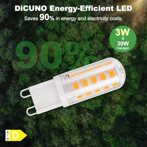 Detalle de DiCUNO Ampoule LED G9 3W – Lot de 6, 2700K, 410 lm