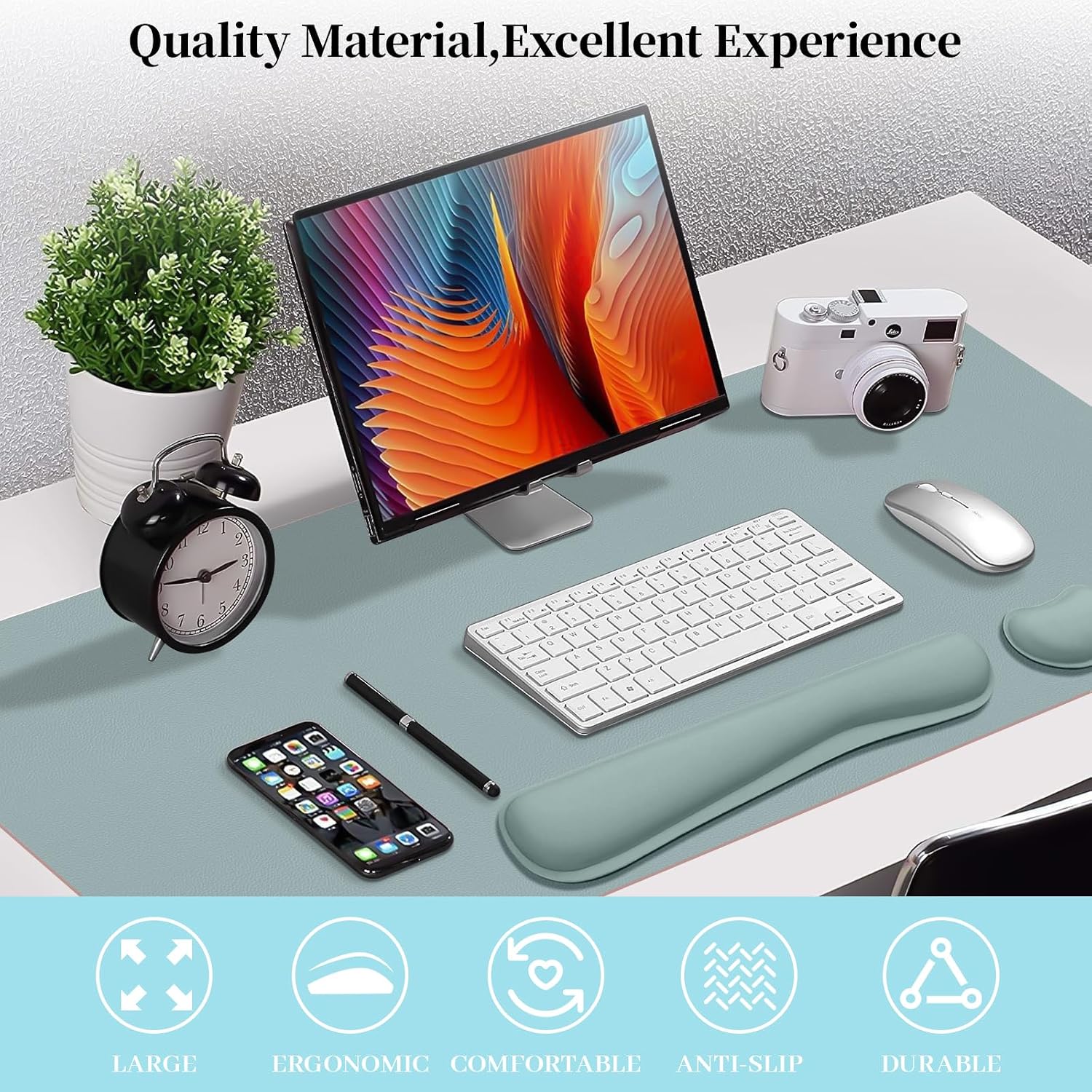 Detalle 2 de Meetcolor 3-in-1 Desk Mat Set, 31.5" x 15.7" Waterproof Pad with Wrist Rests