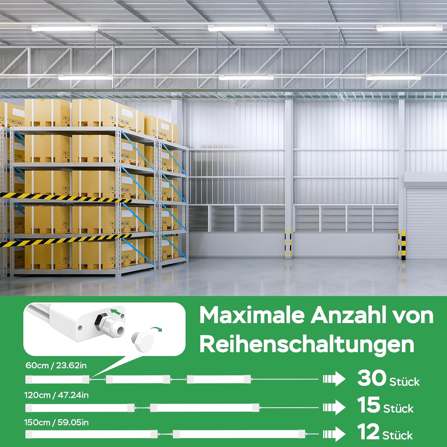 Detalle de Modlicht Feuchtraumleuchte LED 60 cm | 18W, 1980 lm, 4000K neutralweiß, IP65