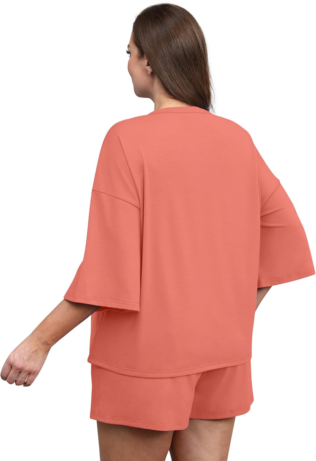 Detalle 1 de Sampeel Women’s 2-Piece Lounge Set with 3/4 Sleeve Oversized Top and Drawstring Shorts