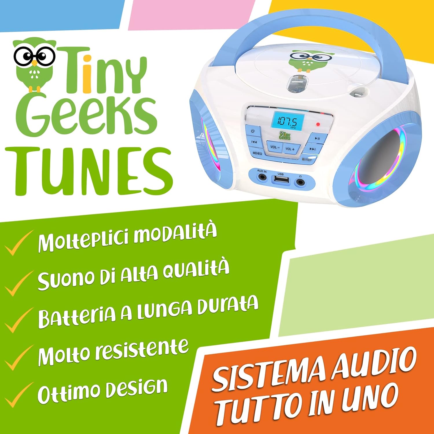Thumbnail 1 de TinyGeeks Tunes Lettore CD bambini con Radio FM