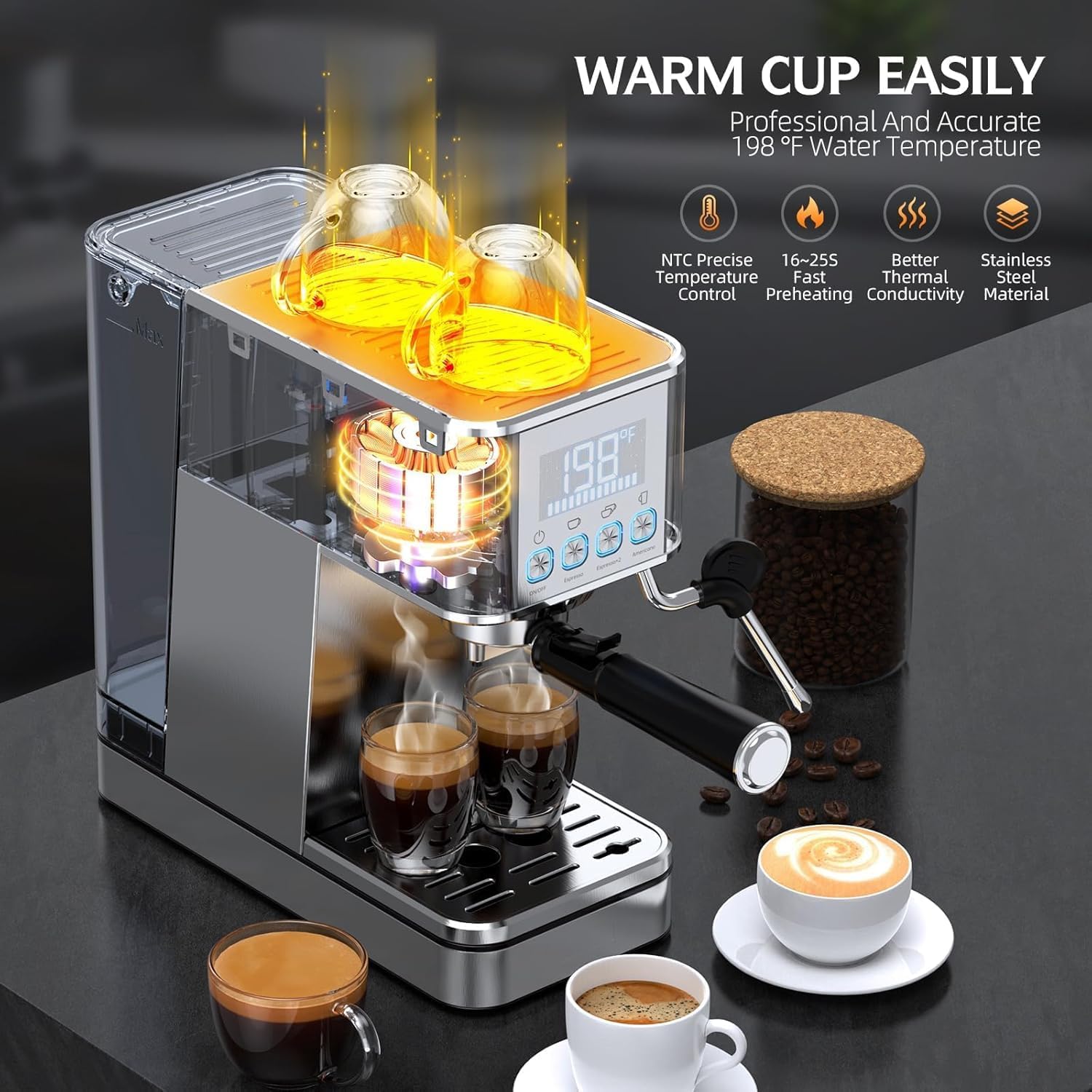 Thumbnail 6 de Parvusli EM626 Espresso Machine, 20-Bar Pump, Cold Brew Mode and PID Control