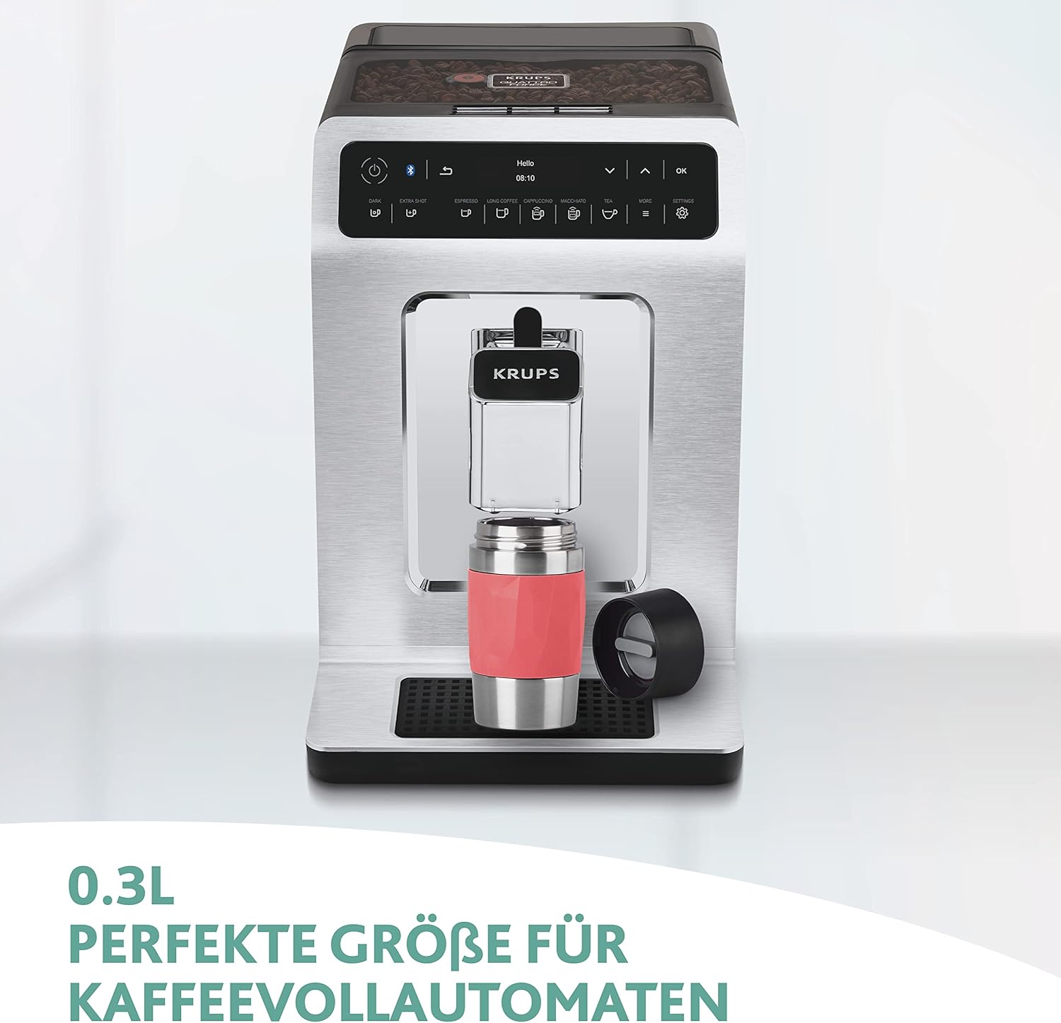 Detalle de Emsa N21609 Travel Mug Compact – 0,3 L Edelstahl, 3h heiß / 6h kalt, 360° Trinköffnung, BPA-frei