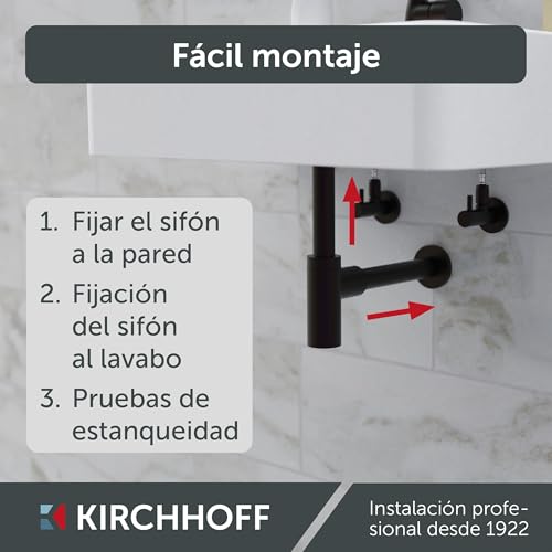 Detalle de Kirchhoff 98803828 fregadero con sifón negro 🚰