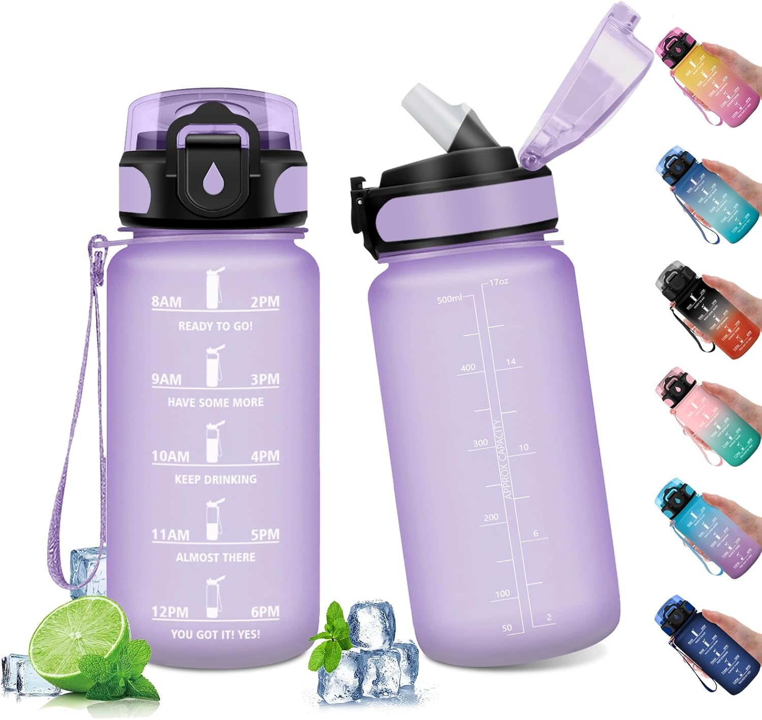 Detalle de Borraccia Palestra 500ml con cannucce e indicatori