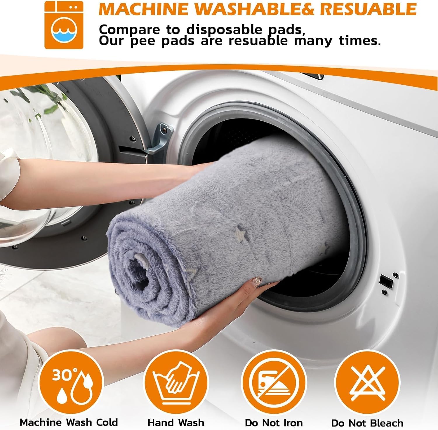 Detalle 2 de Washable Puppy Pads 2-Pack (50x70cm) – Fast Absorption, Waterproof & Non-Slip Training/Whelping Pads