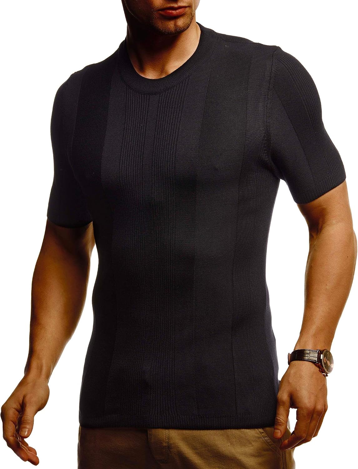 Detalle 2 de Leif Nelson maglietta slim fit da uomo con collo rotondo per sport e outdoor