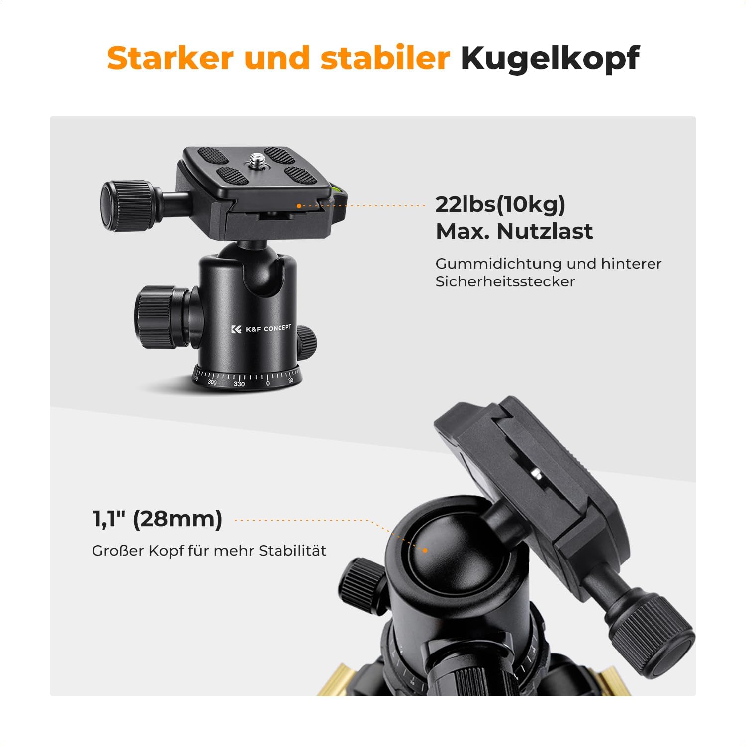 Thumbnail 5 de K&F CONCEPT Kamerastativ 184 cm – leicht, tragbar und vielseitig