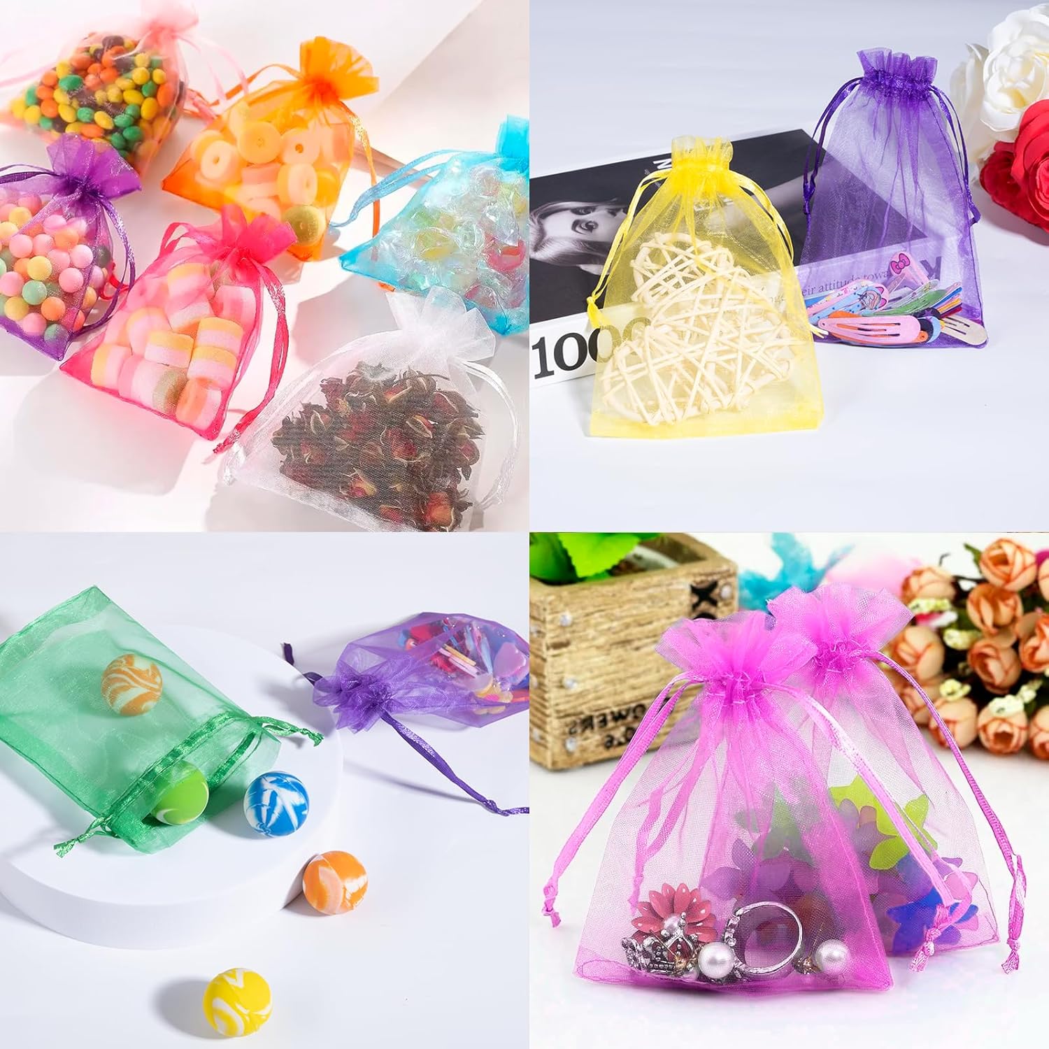 Detalle 2 de Carehabi 100 bolsas de organza 10 x 15 cm