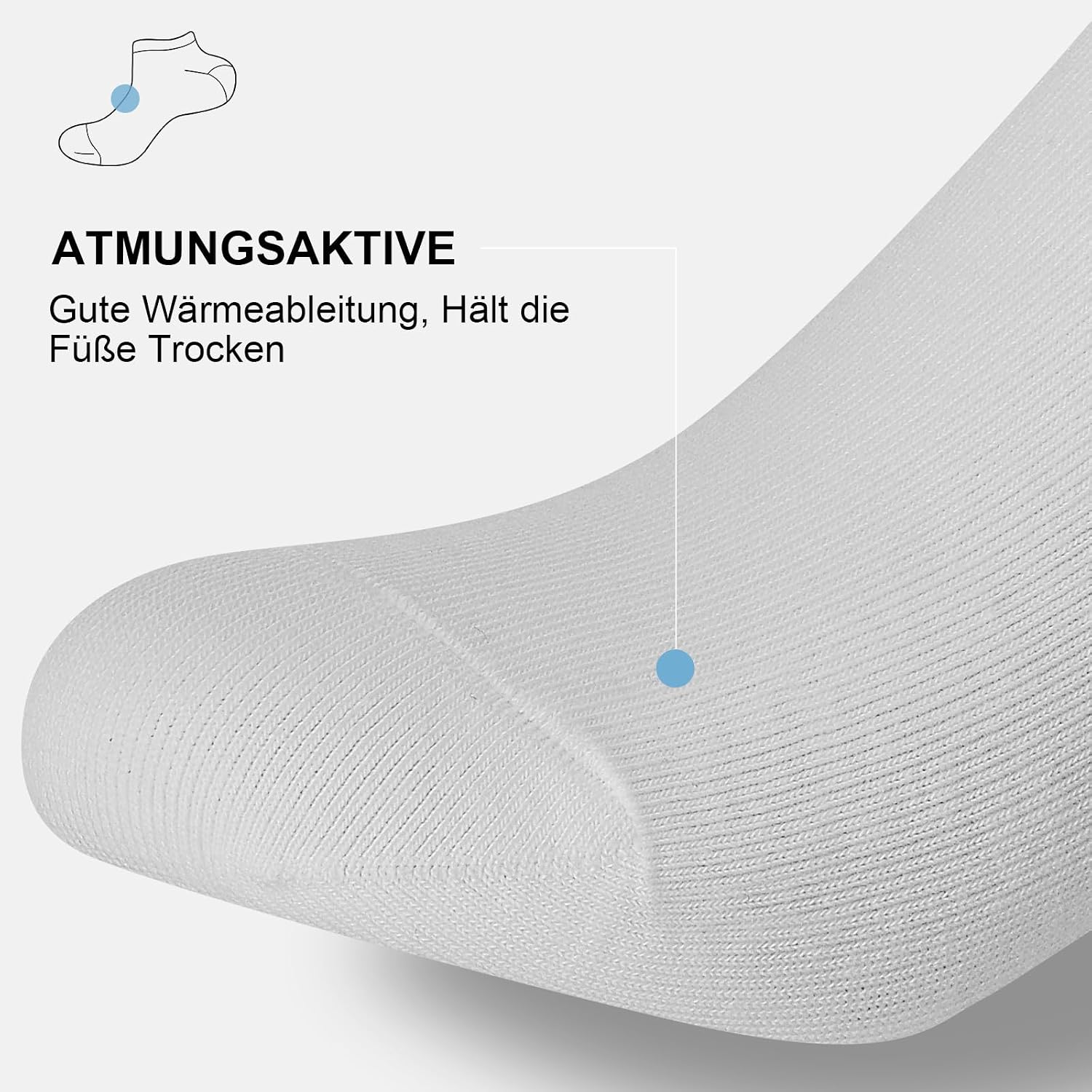 Detalle de fitfets Sneaker Socken (10 Paar) aus Baumwolle – kurze Sneakersocken unisex in Schwarz, Weiß & Grau