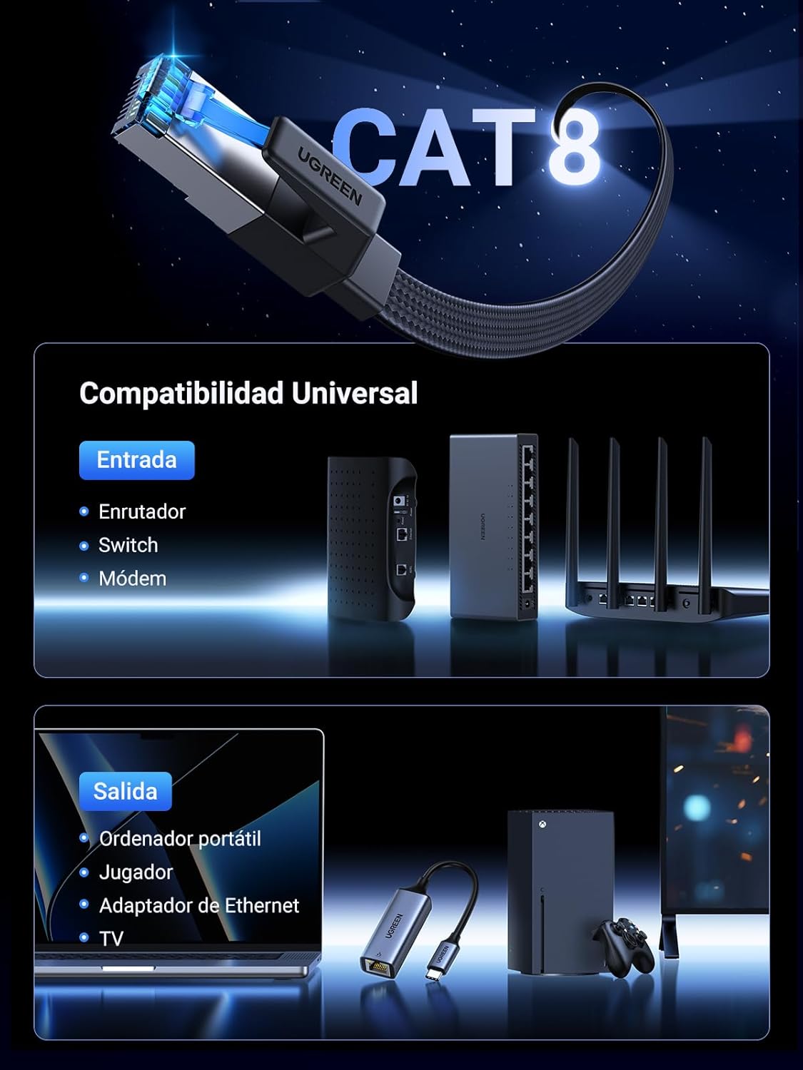 Thumbnail 7 de UGREEN Cable Ethernet Cat 8 40Gbps 8M - Ideal para Gaming