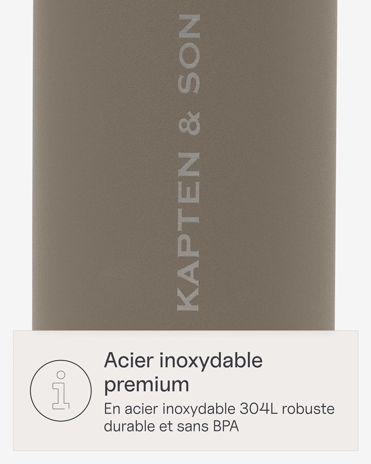 Detalle de Kapten & Son Gourde en acier inoxydable 750 ml – Marron, anti-fuite et lave-vaisselle