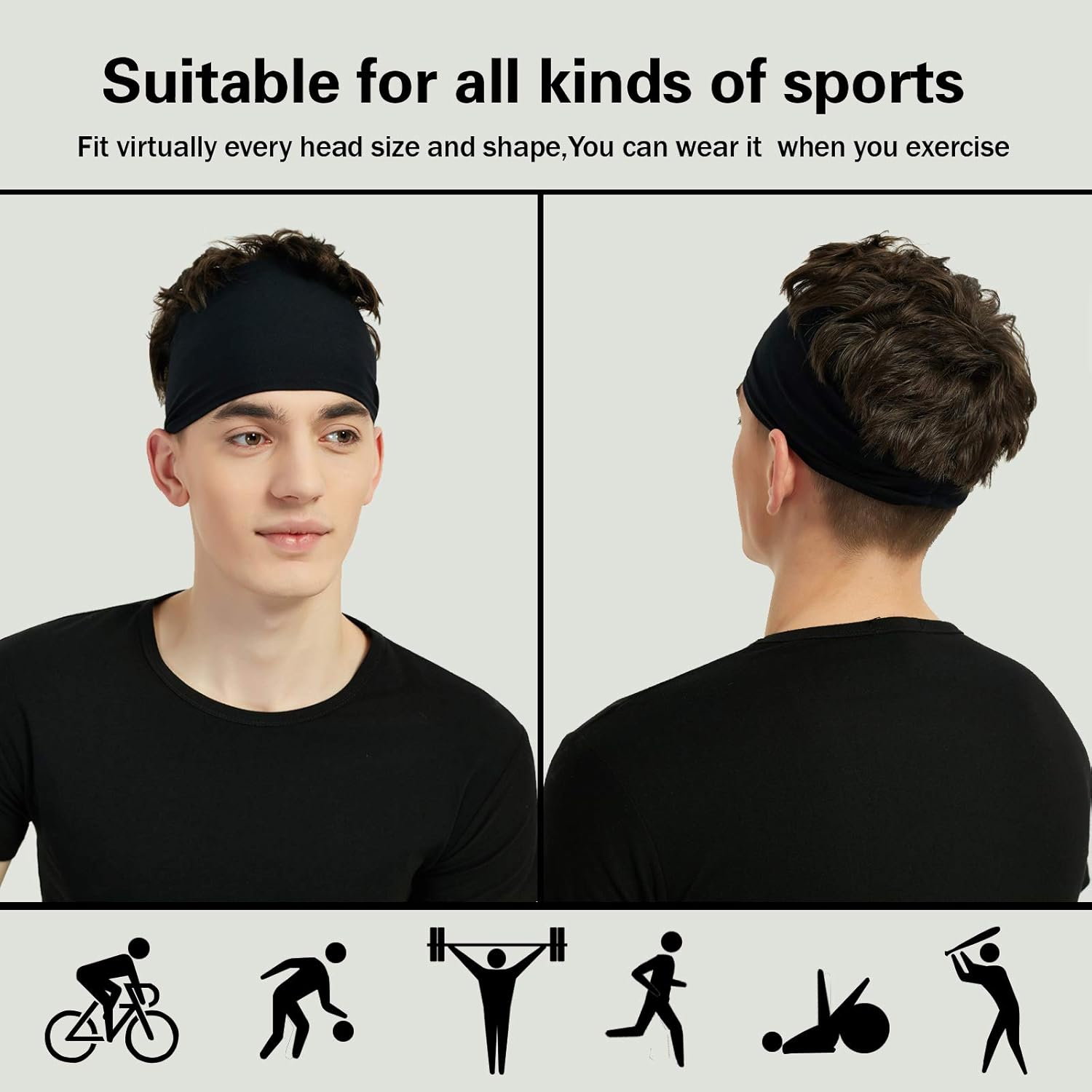 Detalle de Pilamor Sports Headbands 5-Pack moisture-wicking