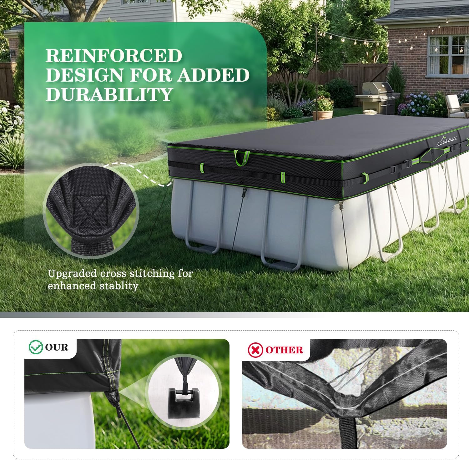 Thumbnail 5 de UIRWAY Rectangular Pool Cover 500D