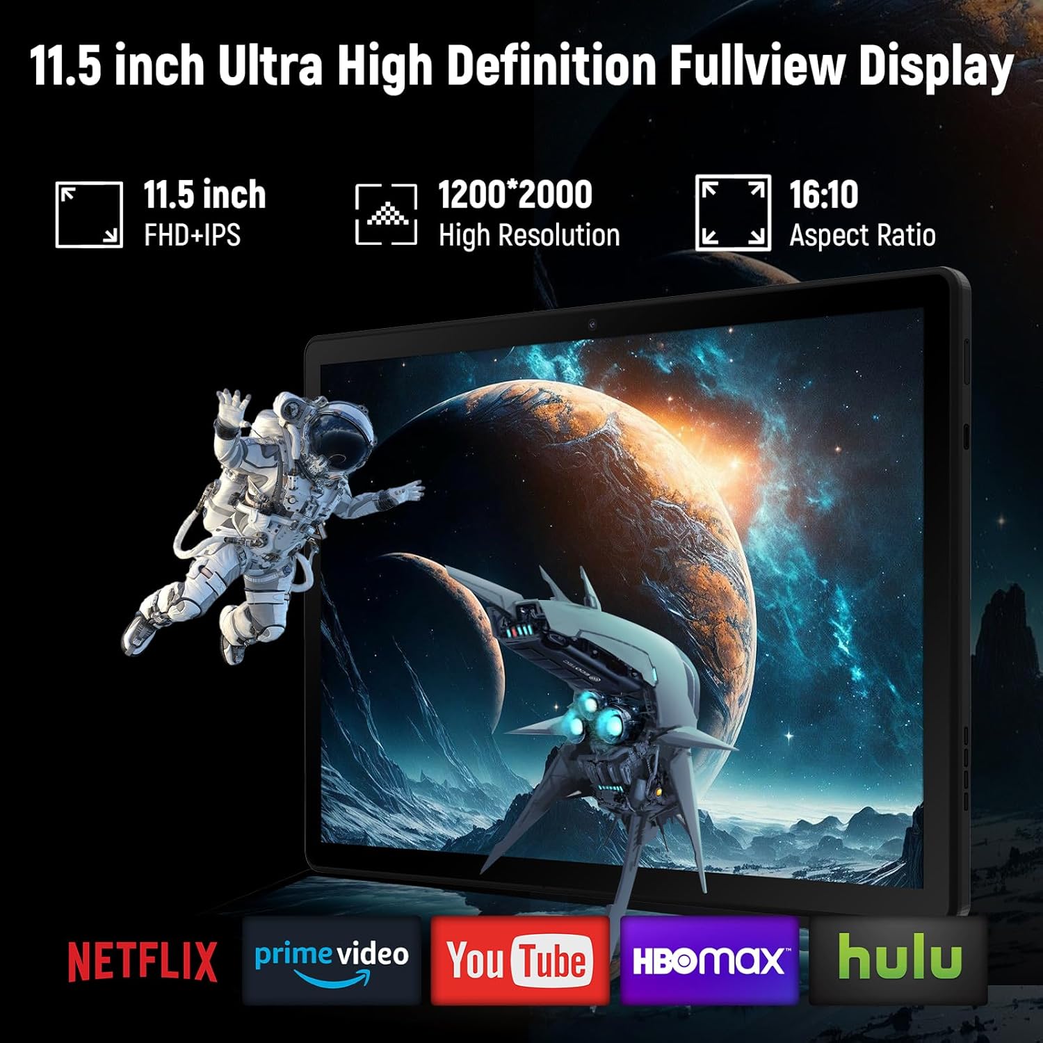 Detalle de MUISOO 11.5 inch Android Tablet (G9) with Android 15, 2K Display, 30GB RAM, 128GB ROM, 1TB Expansion, 8400mAh Battery