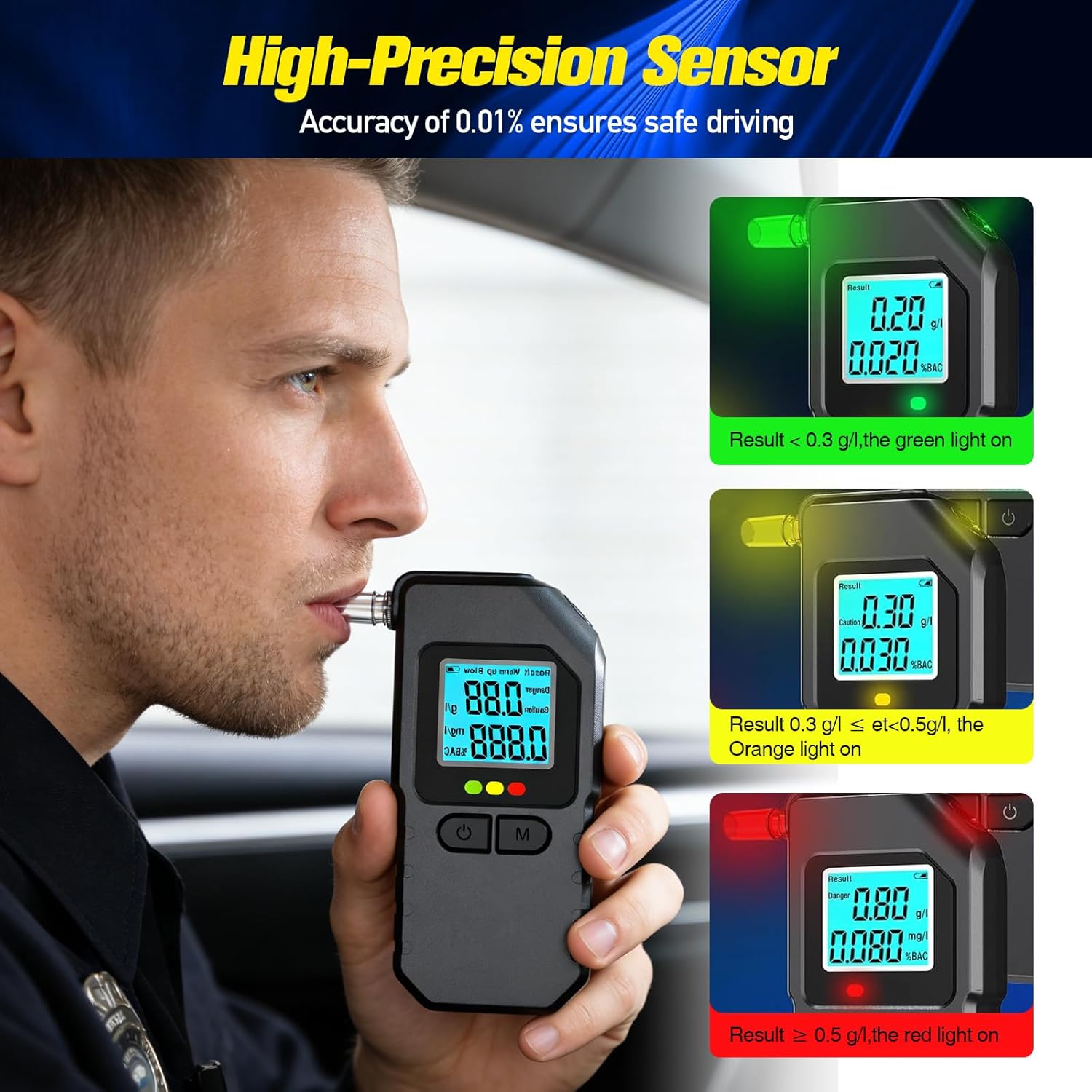 Thumbnail 2 de IGRARK Breathalyzer with LCD display and memory function (30 mouthpieces) for home, personal and professional checks