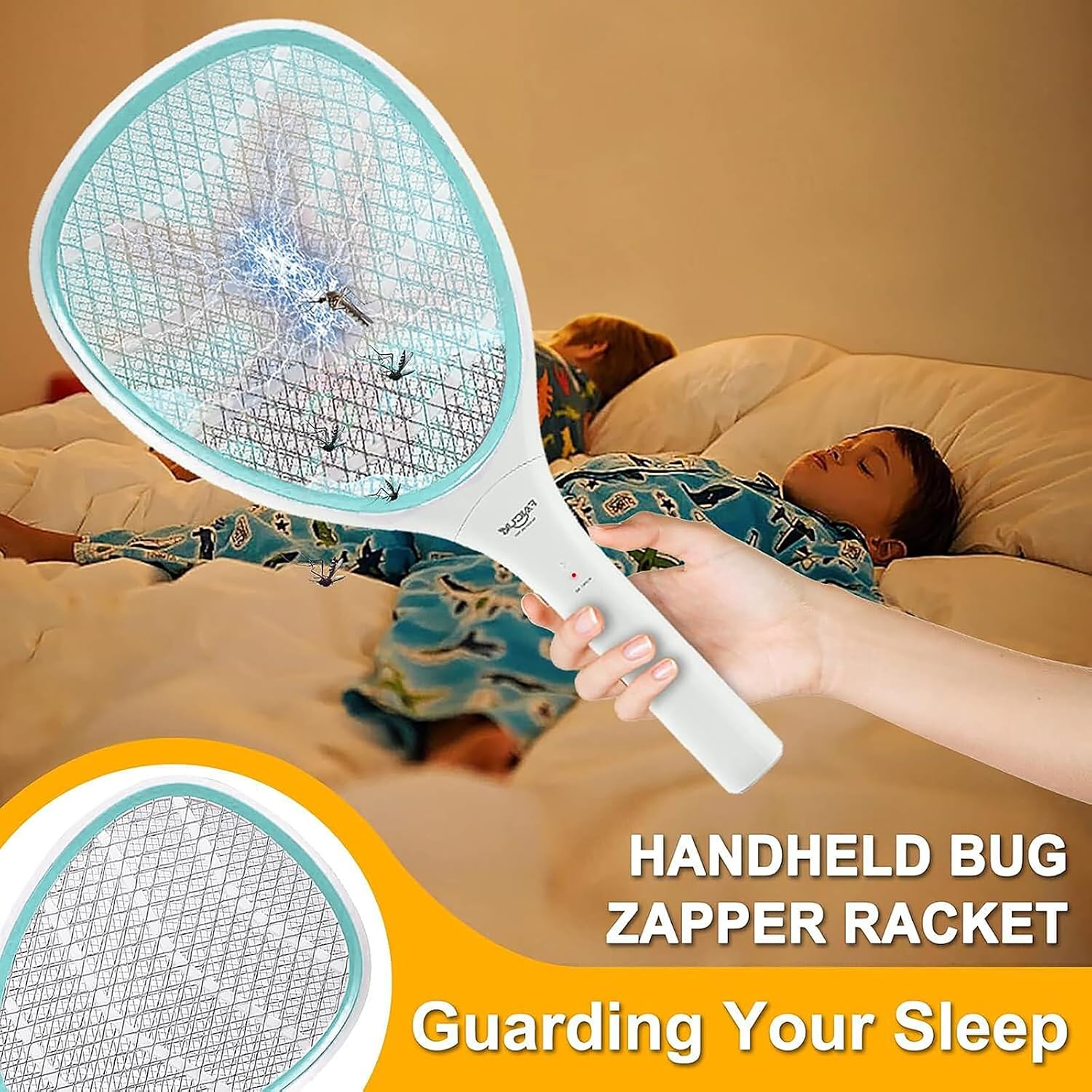 Thumbnail 5 de Faicuk MZ01GN Handheld Bug Zapper Racket, 3-Layer Mesh, AA Powered