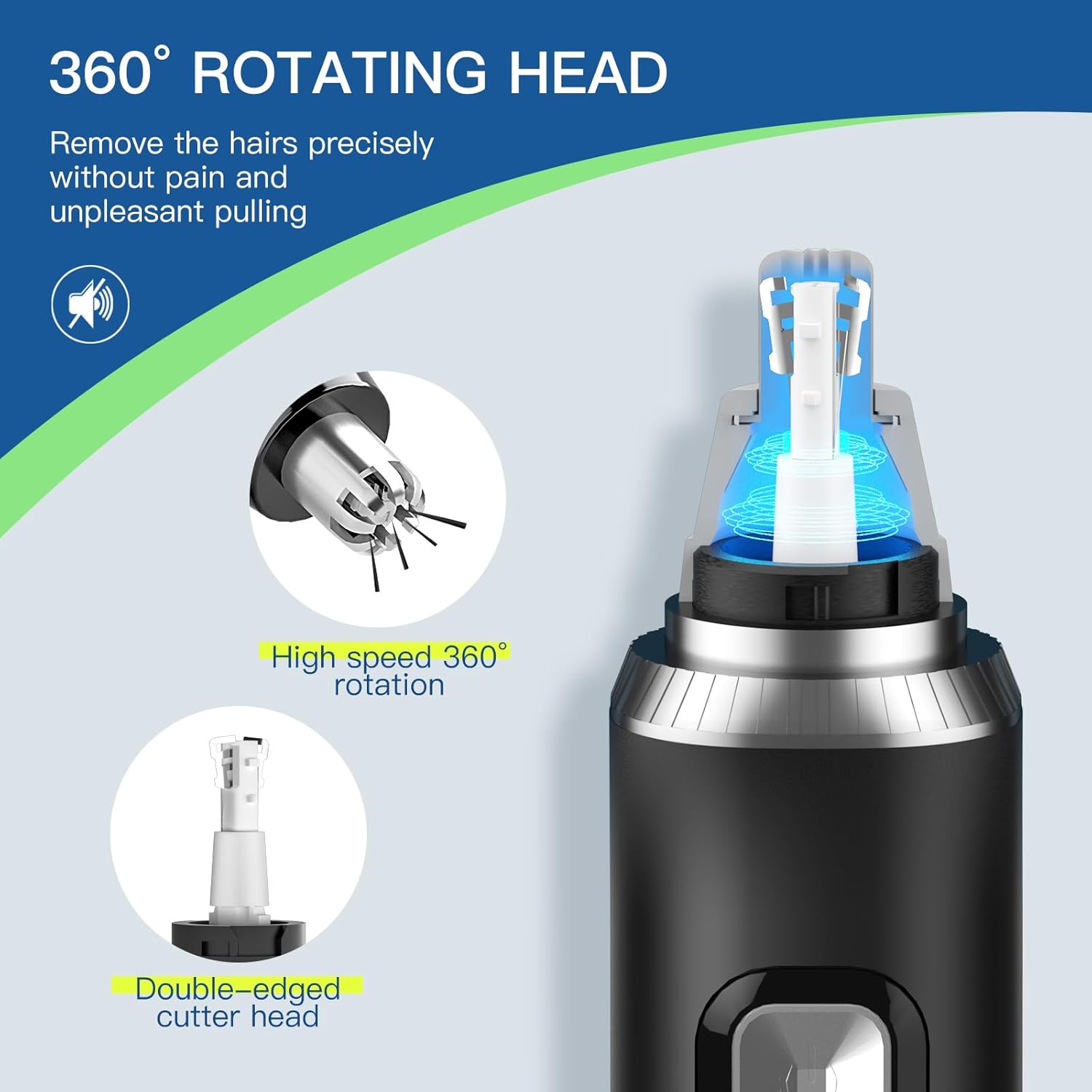 Detalle de Ginity 2-in-1 Nose & Ear Hair Trimmer for Men — Rechargeable, IPX7 Waterproof, with LED Display