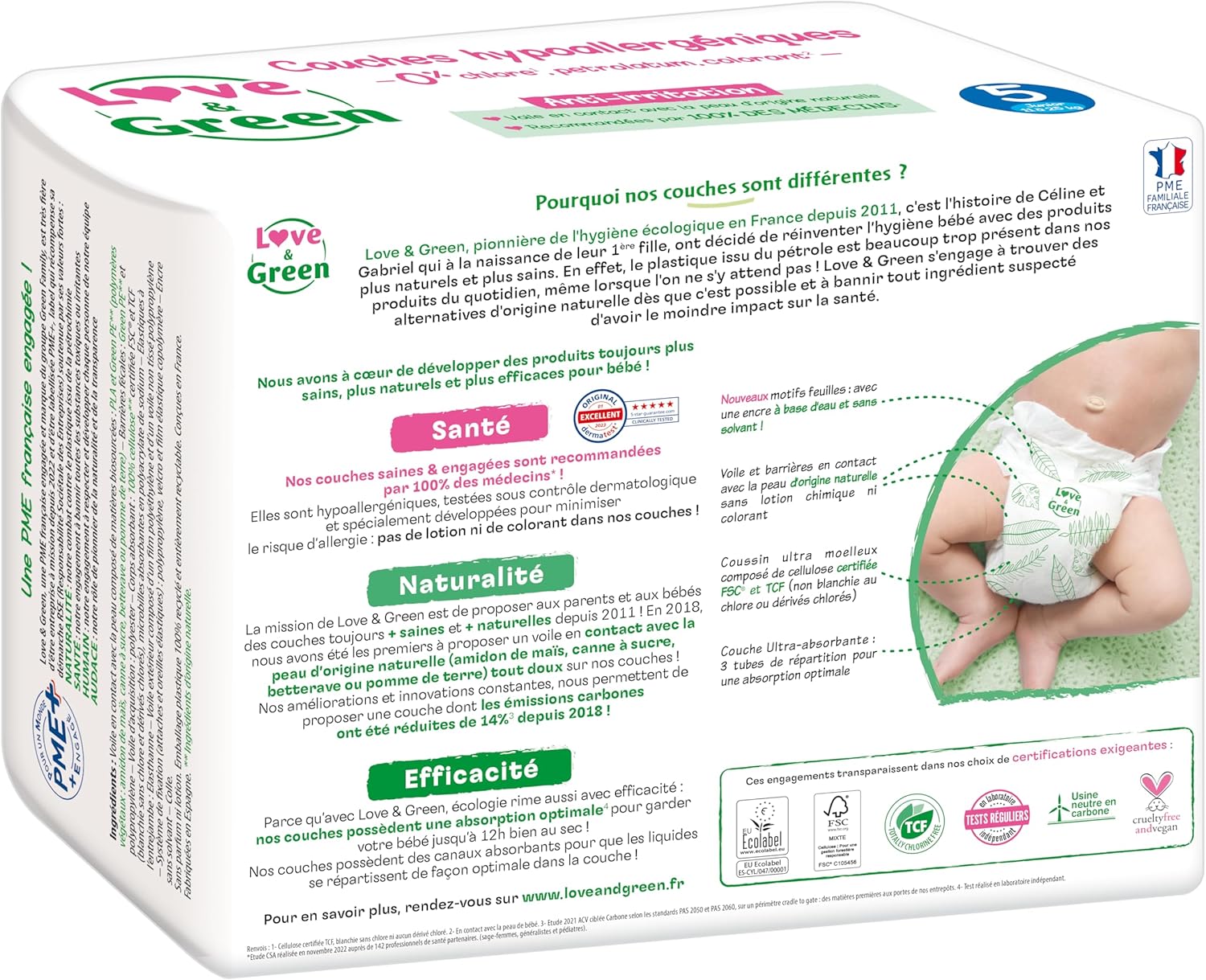 Thumbnail 2 de Love & Green Couches Bébé Saines et Écologiques – Taille 5 (11-25 kg) – Pack 1 Mois (160 couches)