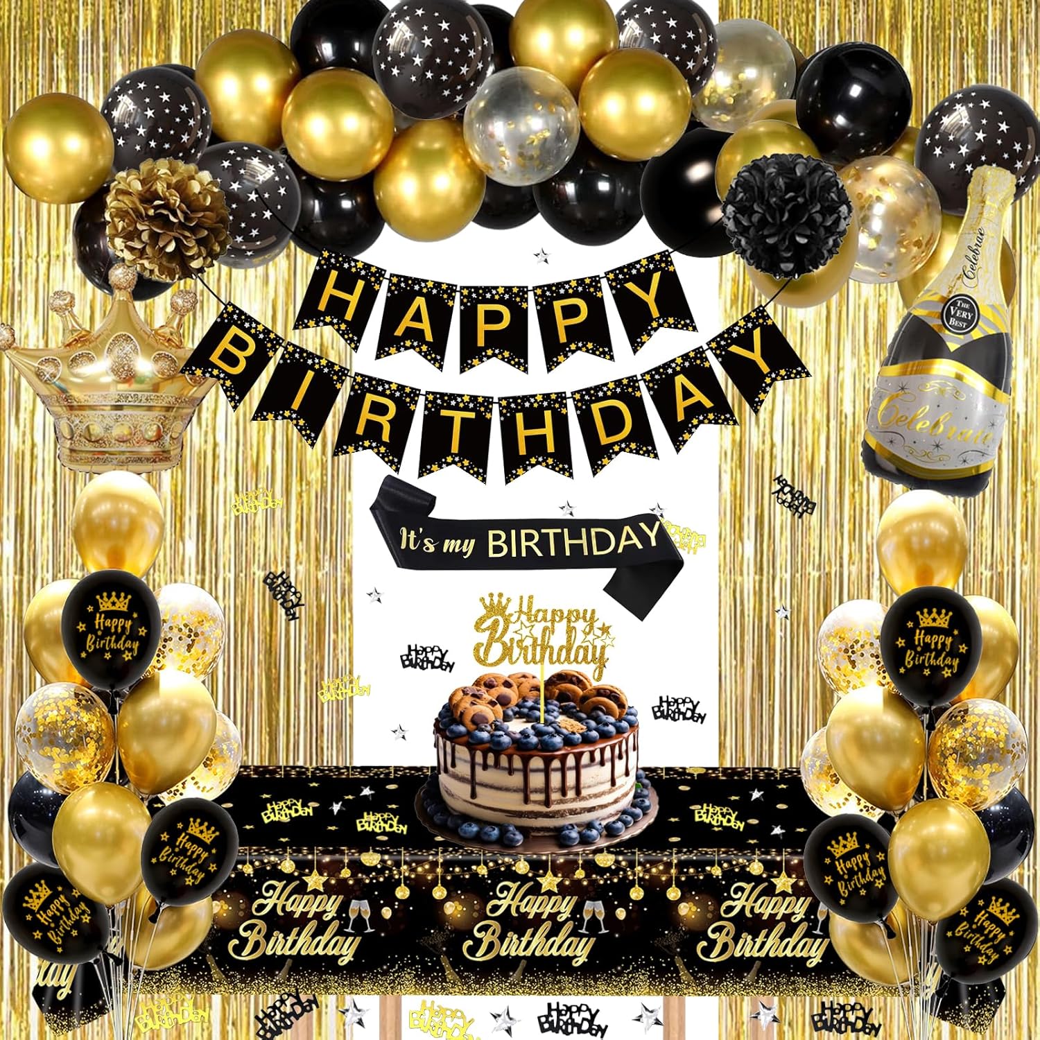 Detalle 1 de Gold Birthday Decorations White and Gold party set 🎉